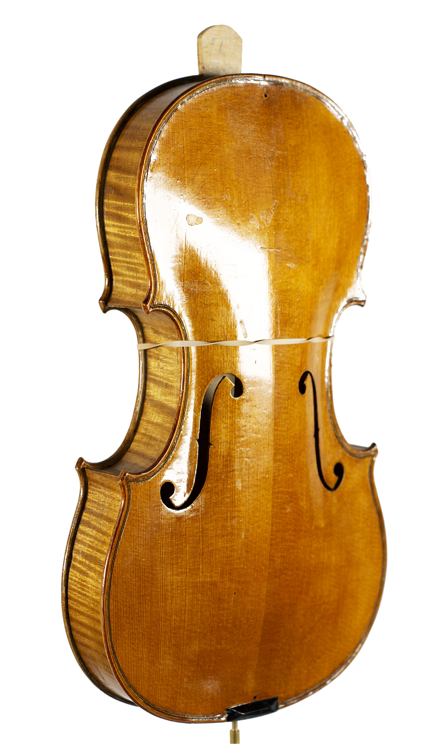 An incomplete violin by Julian Emery — angled view, 50°