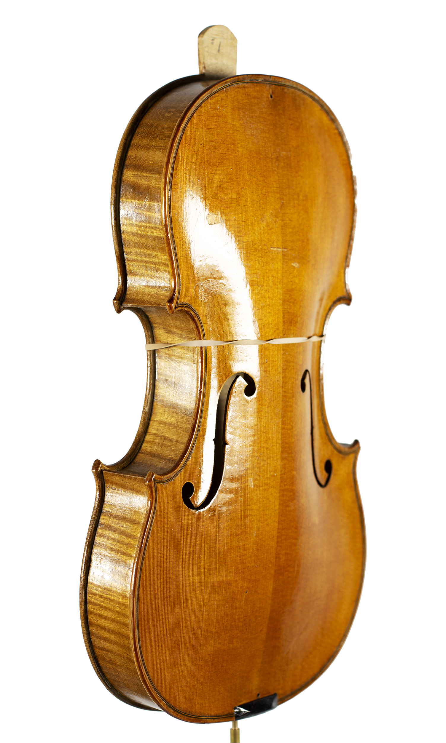 An incomplete violin by Julian Emery — angled view, 60°