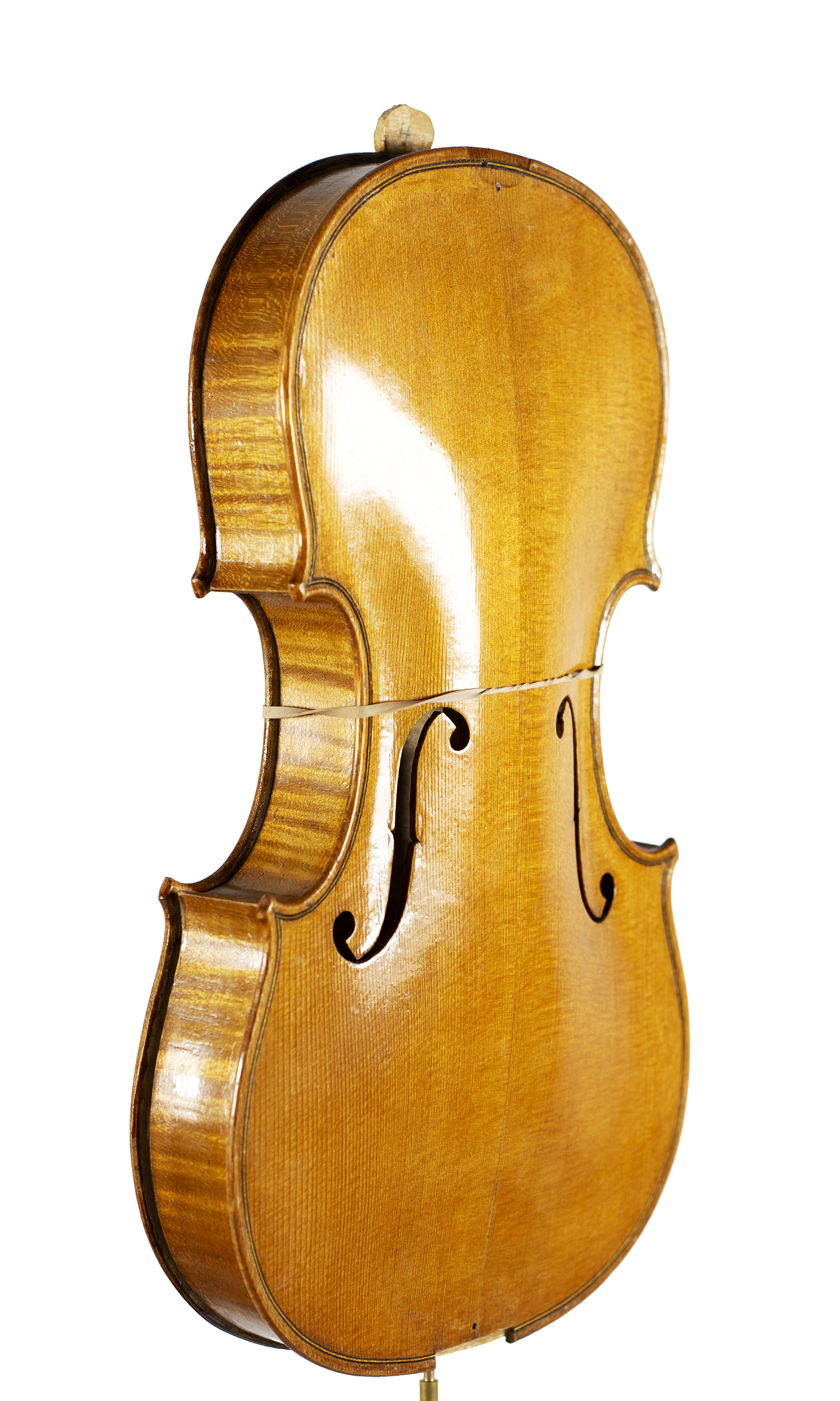 An incomplete violin by Julian Emery — angled view, 50°