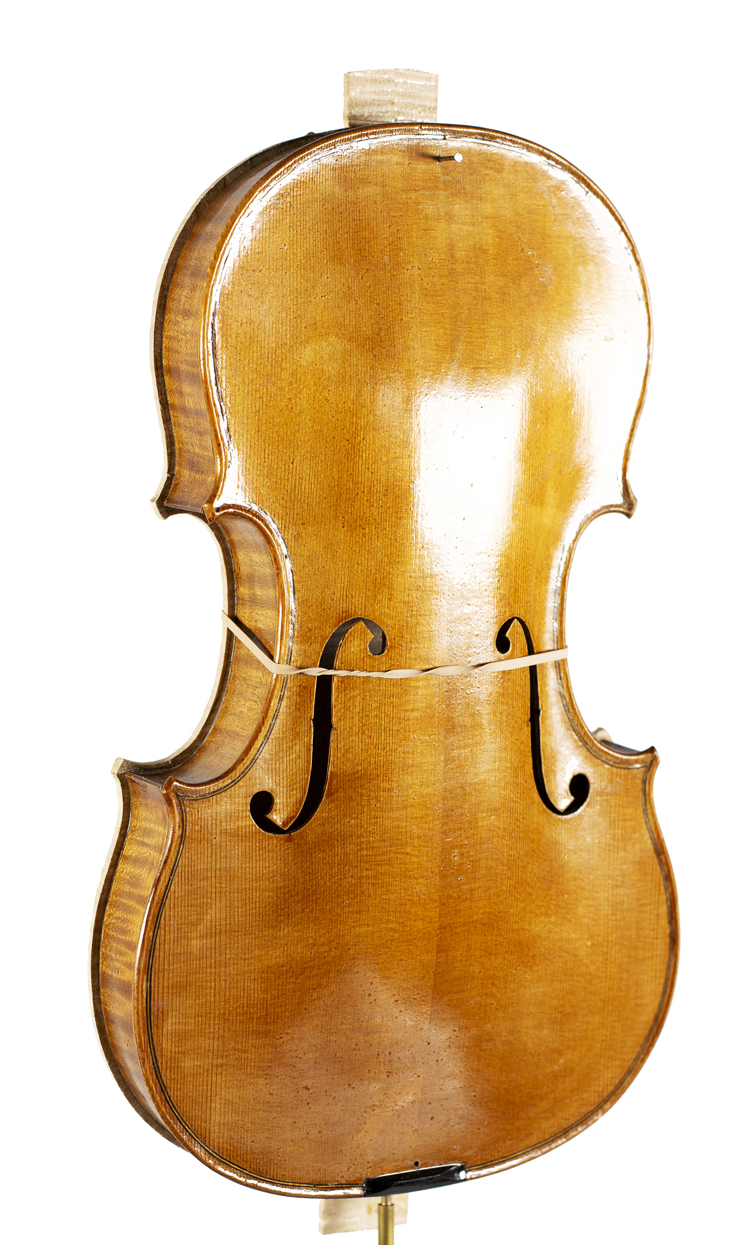 An incomplete violin by Julian Emery — angled view, 30°