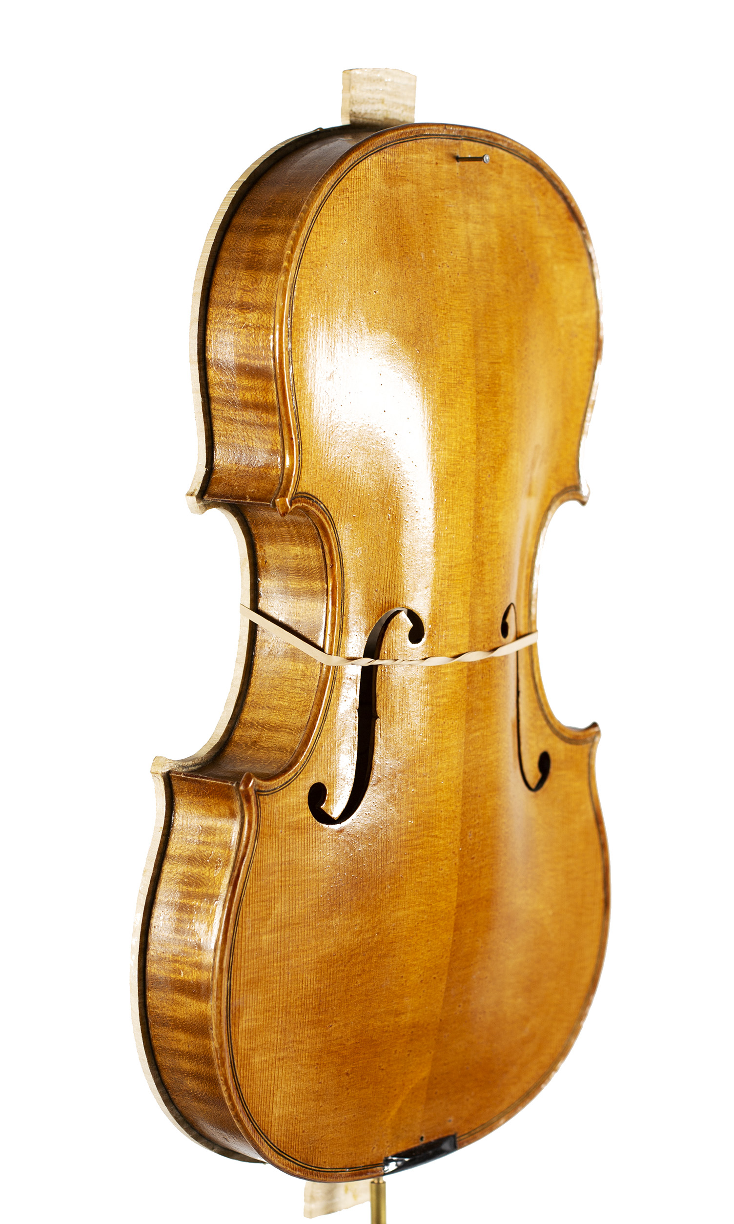 An incomplete violin by Julian Emery — angled view, 50°
