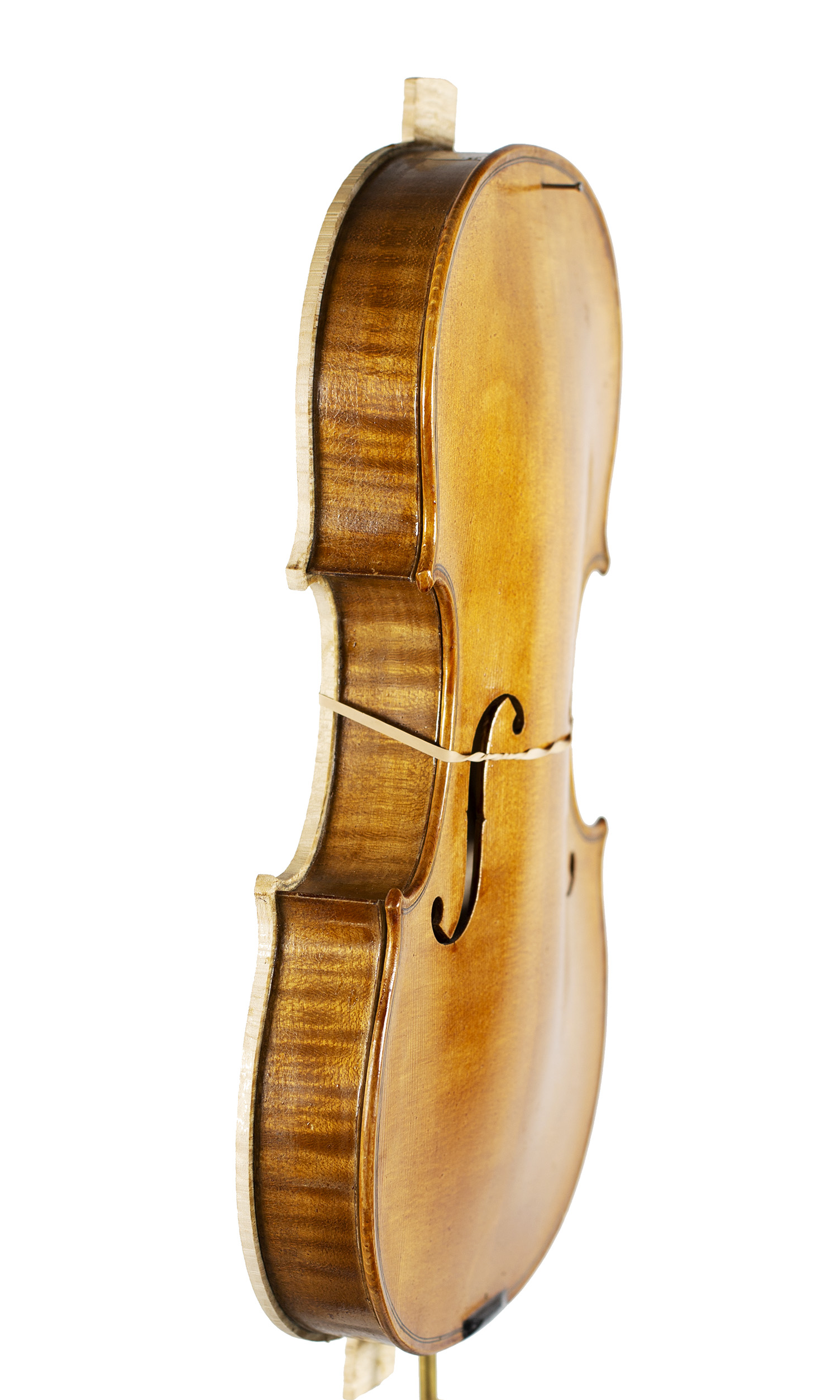 An incomplete violin by Julian Emery — angled view, 70°