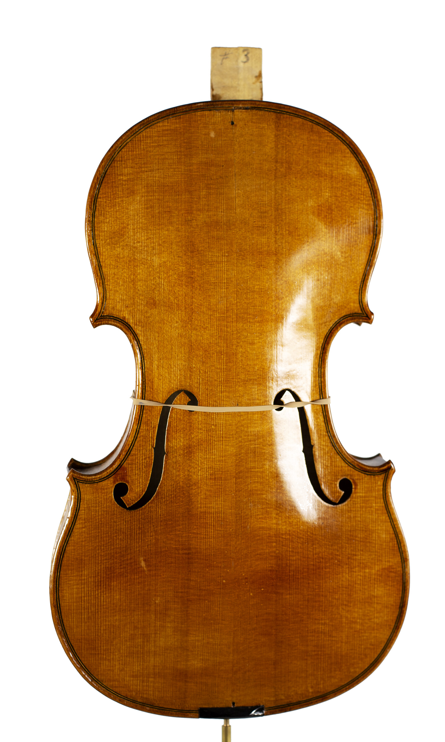 An incomplete violin by Julian Emery — angled view, 10°