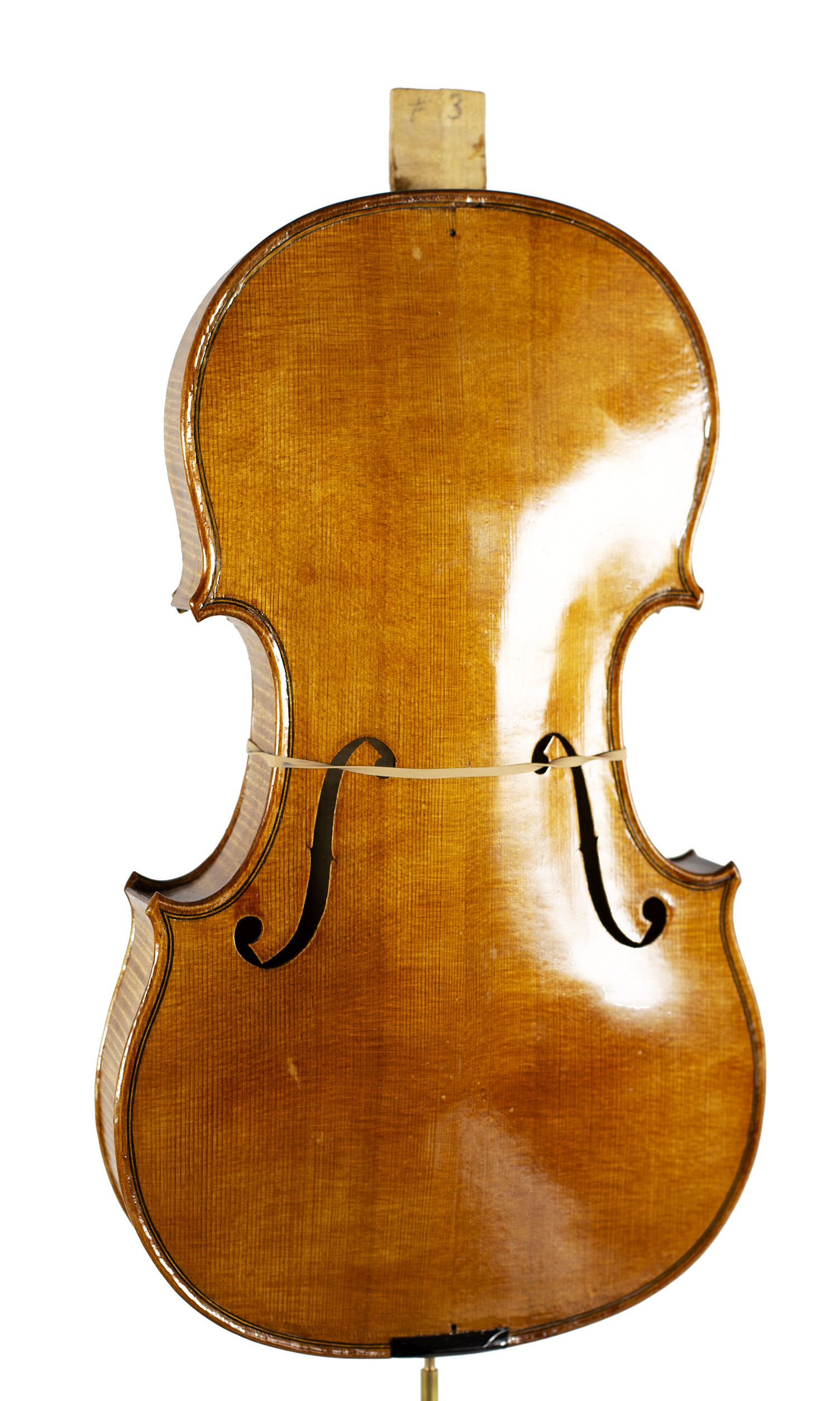 An incomplete violin by Julian Emery — angled view, 20°