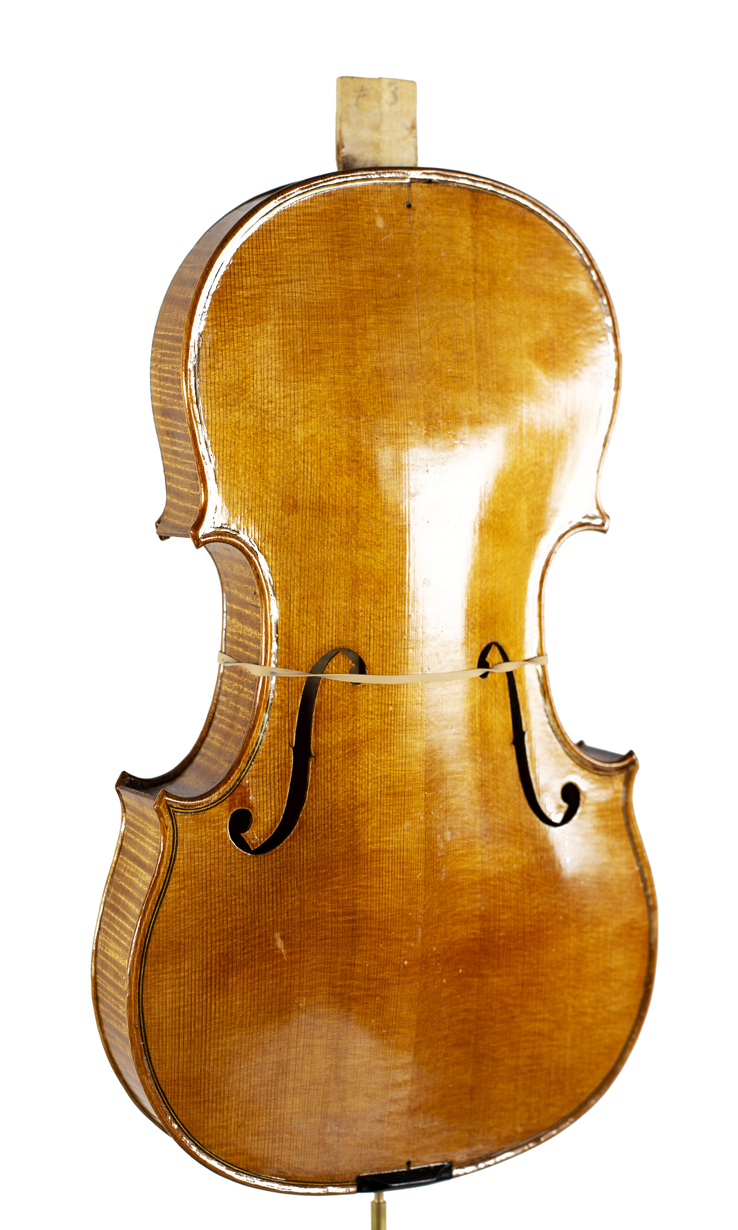 An incomplete violin by Julian Emery — angled view, 30°