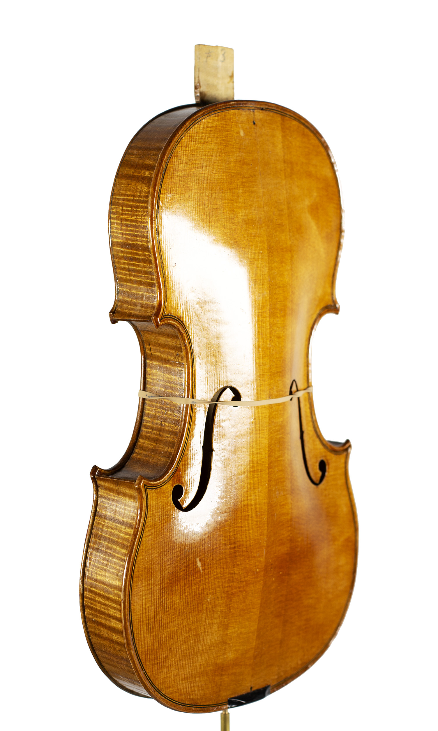 An incomplete violin by Julian Emery — angled view, 50°