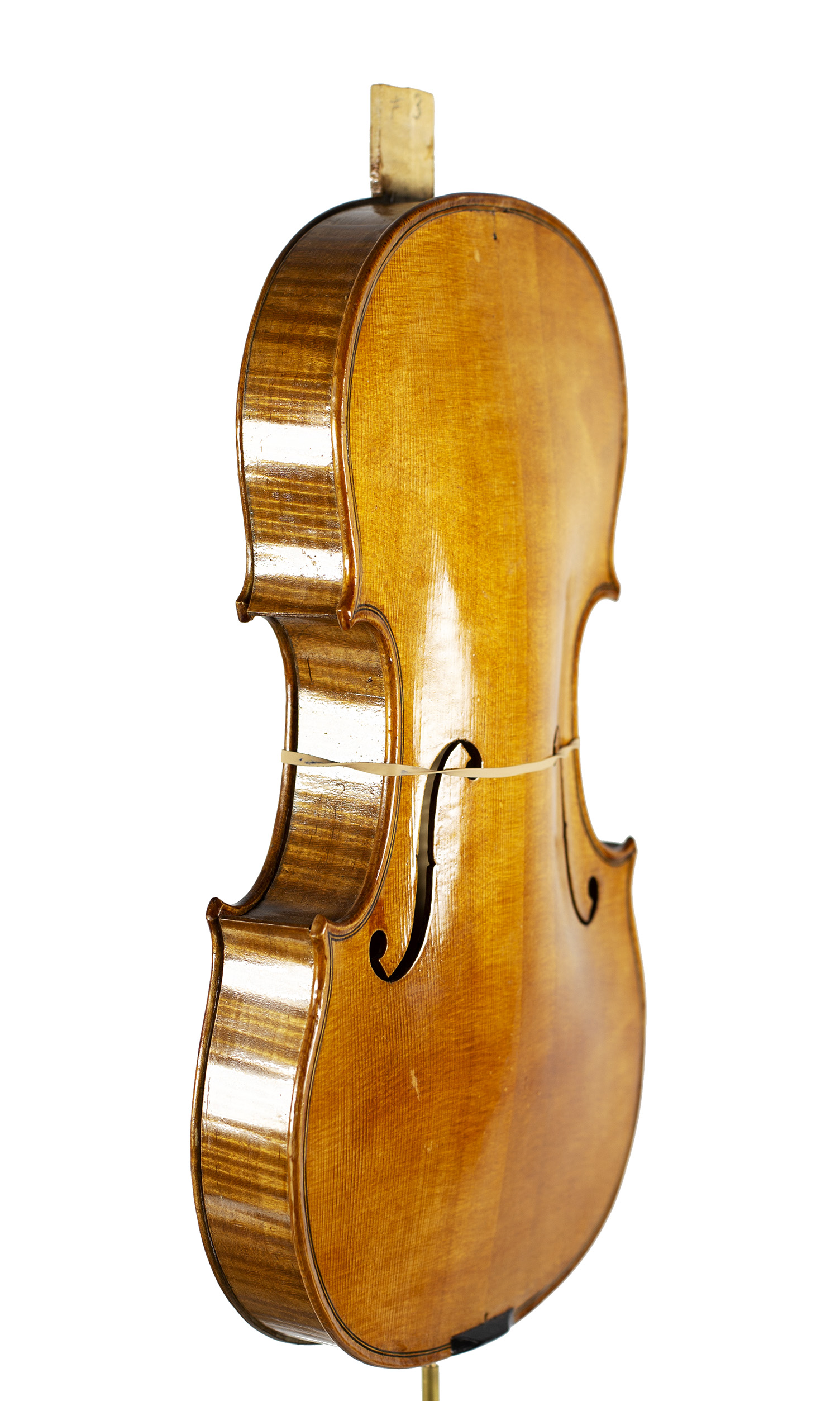 An incomplete violin by Julian Emery — angled view, 60°