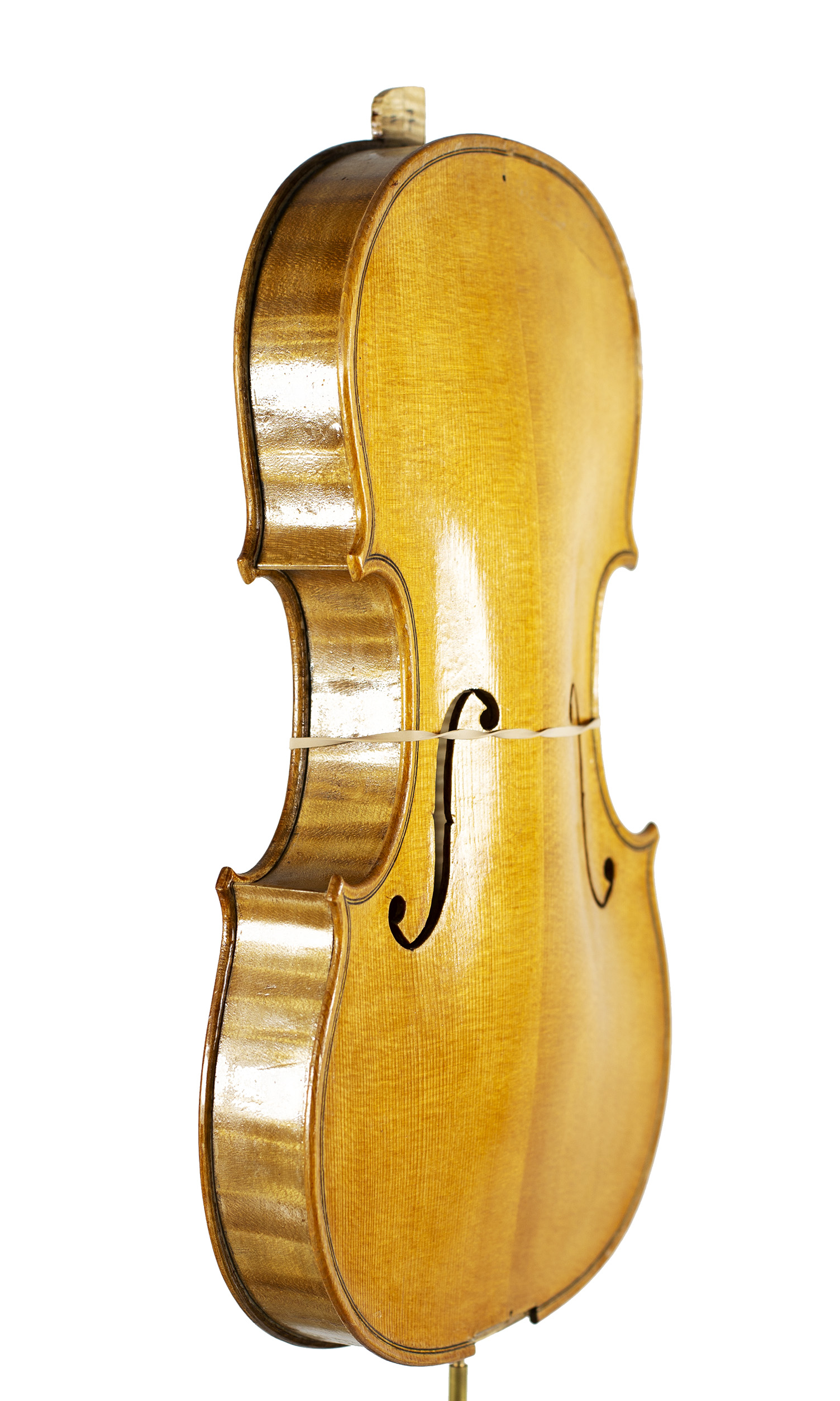 An incomplete violin by Julian Emery — angled view, 50°