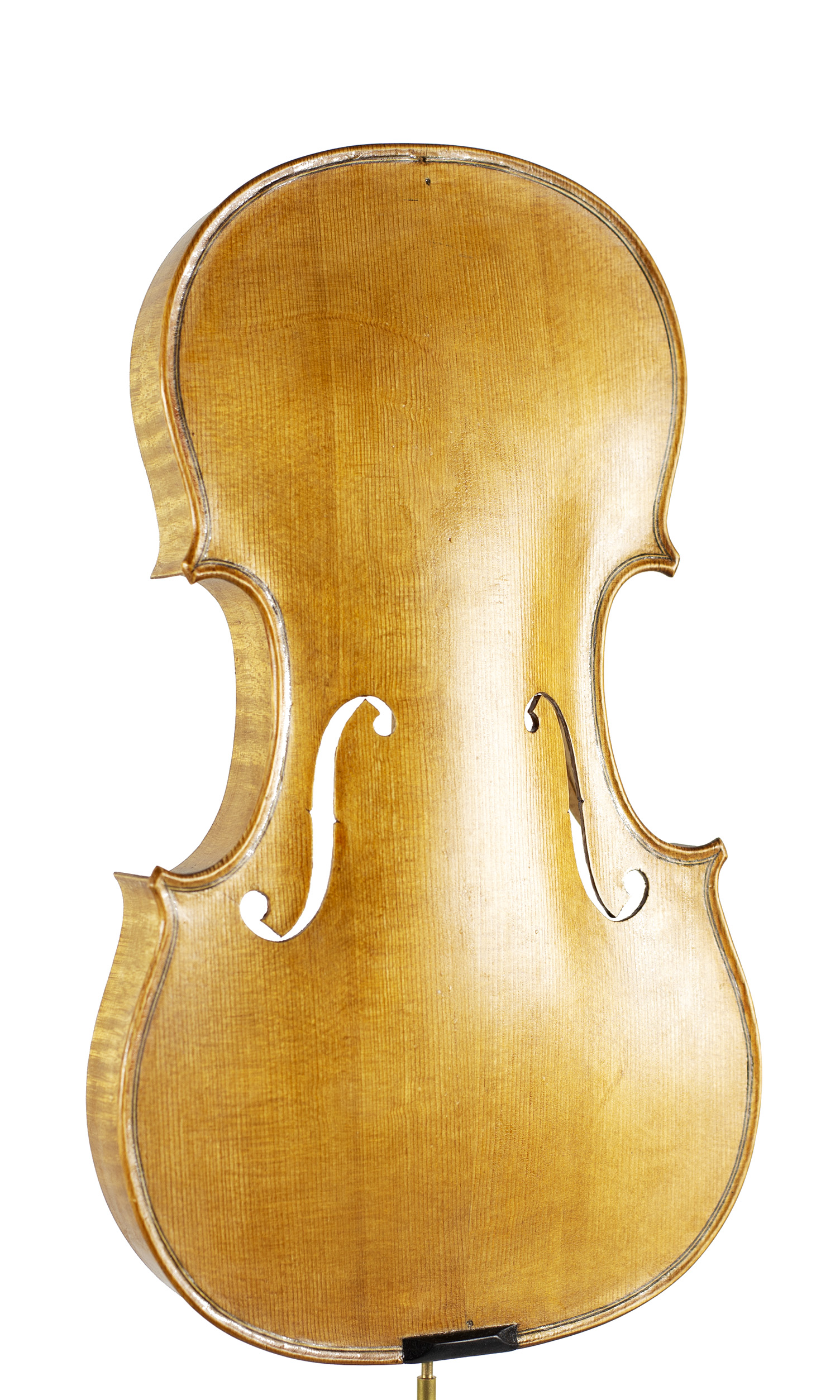 An incomplete violin by Julian Emery — angled view, 20°