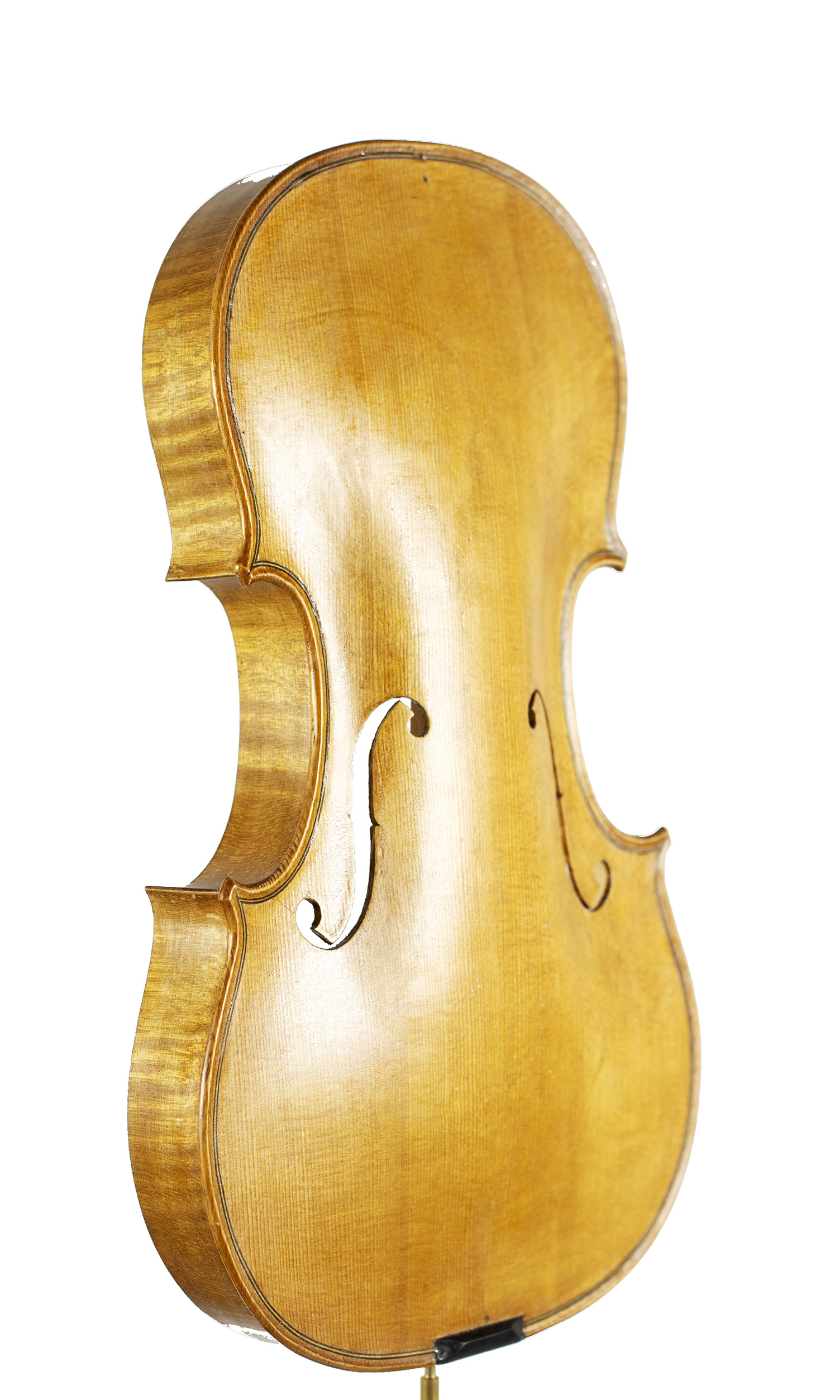 An incomplete violin by Julian Emery — angled view, 40°
