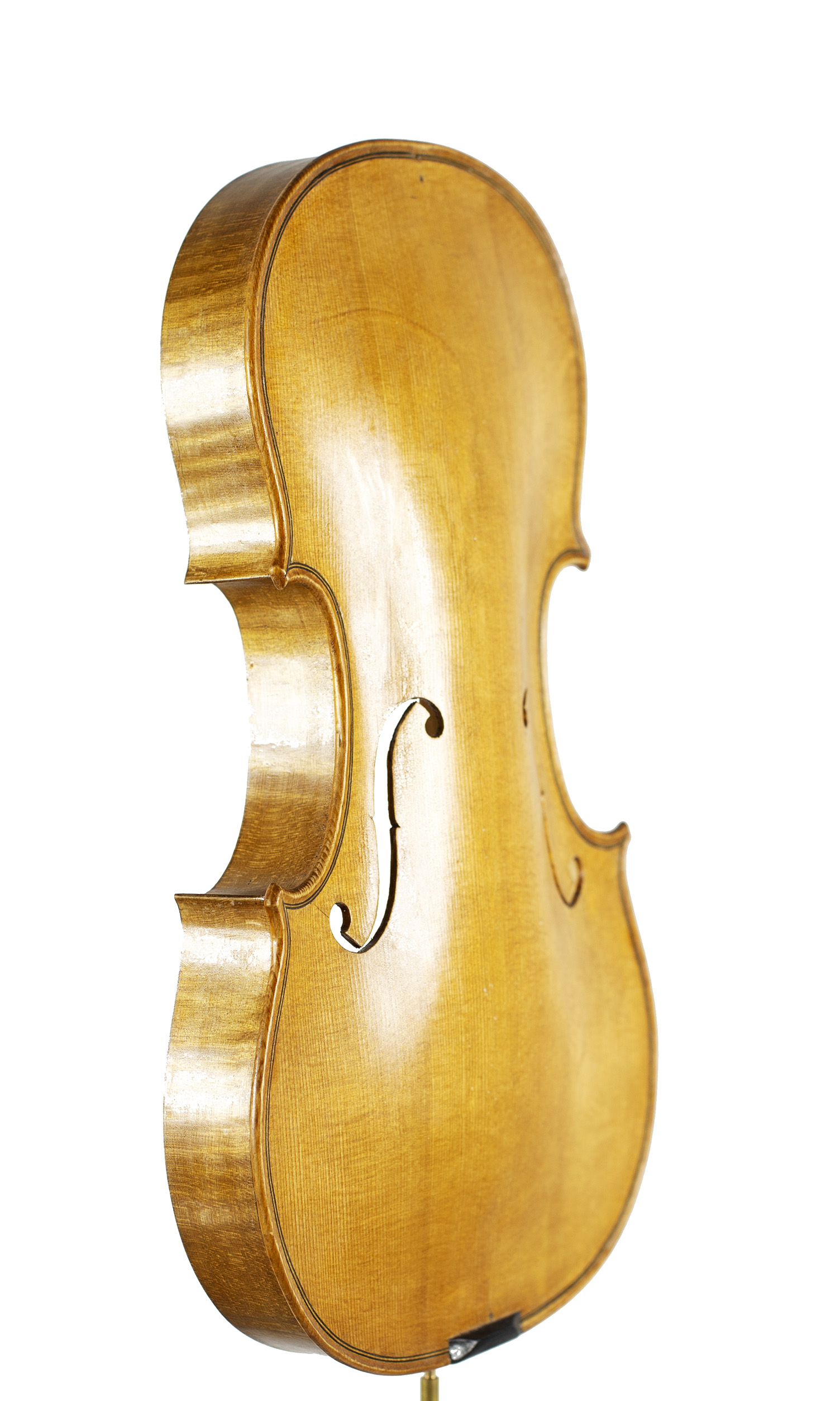 An incomplete violin by Julian Emery — angled view, 50°