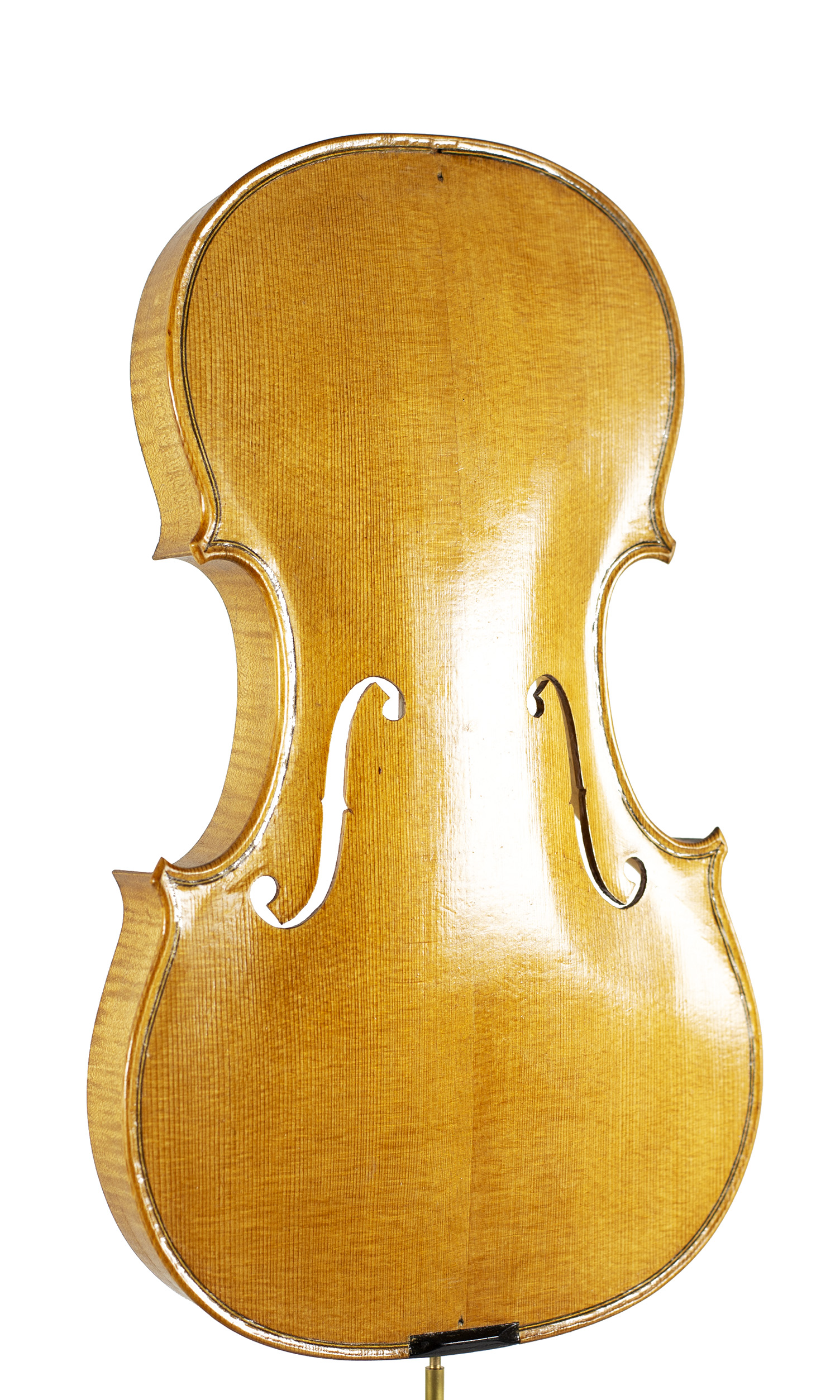 An incomplete violin by Julian Emery — angled view, 20°
