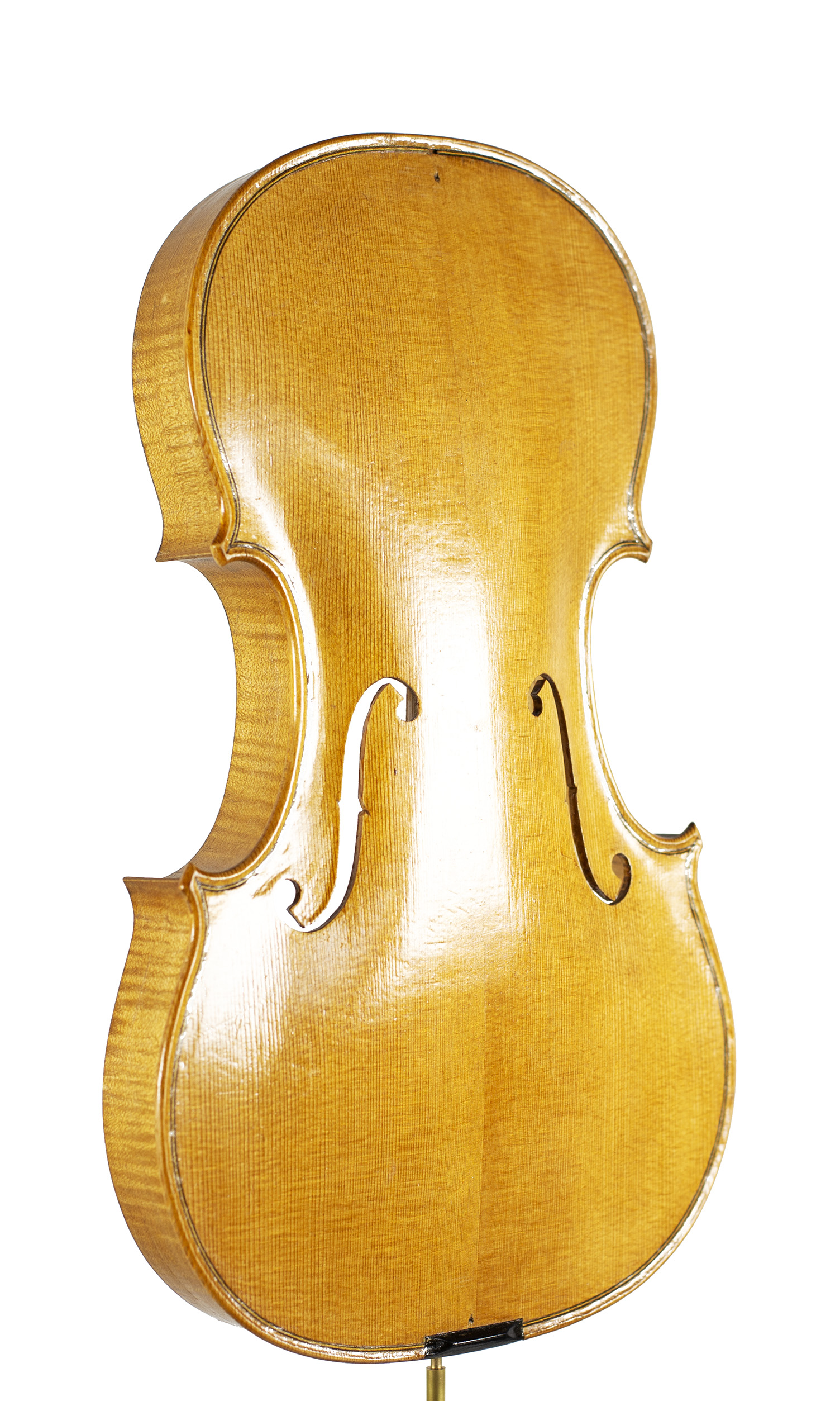 An incomplete violin by Julian Emery — angled view, 30°