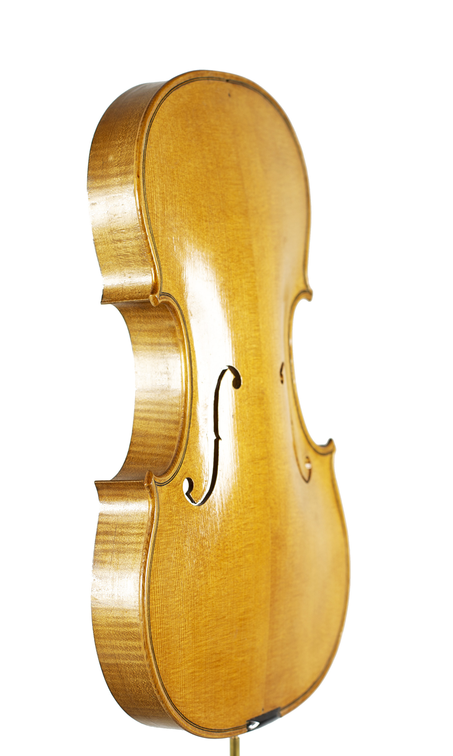 An incomplete violin by Julian Emery — angled view, 50°