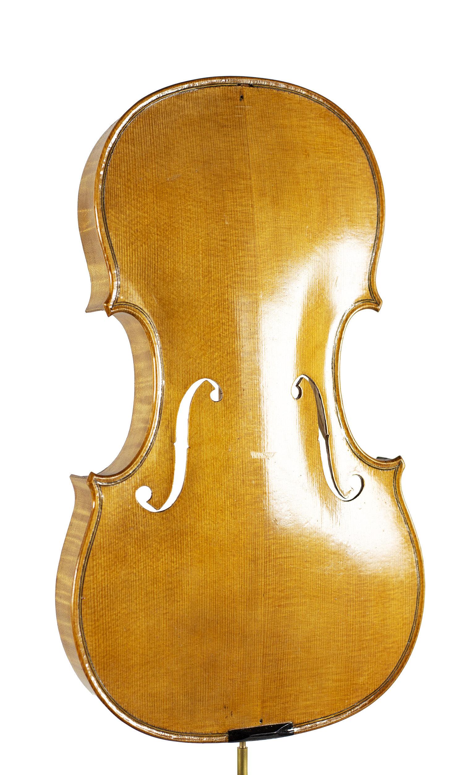 An incomplete violin by Julian Emery — angled view, 20°