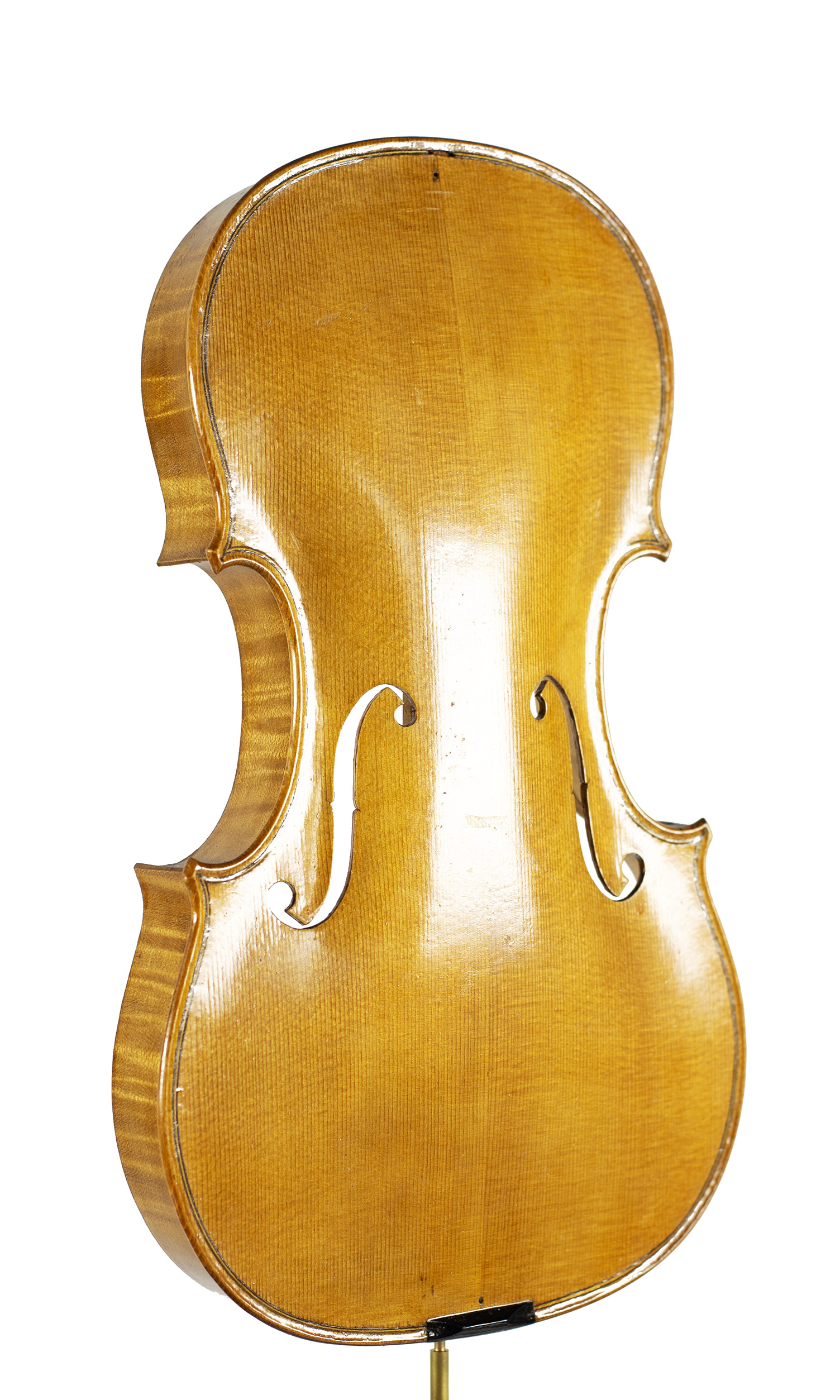 An incomplete violin by Julian Emery — angled view, 30°