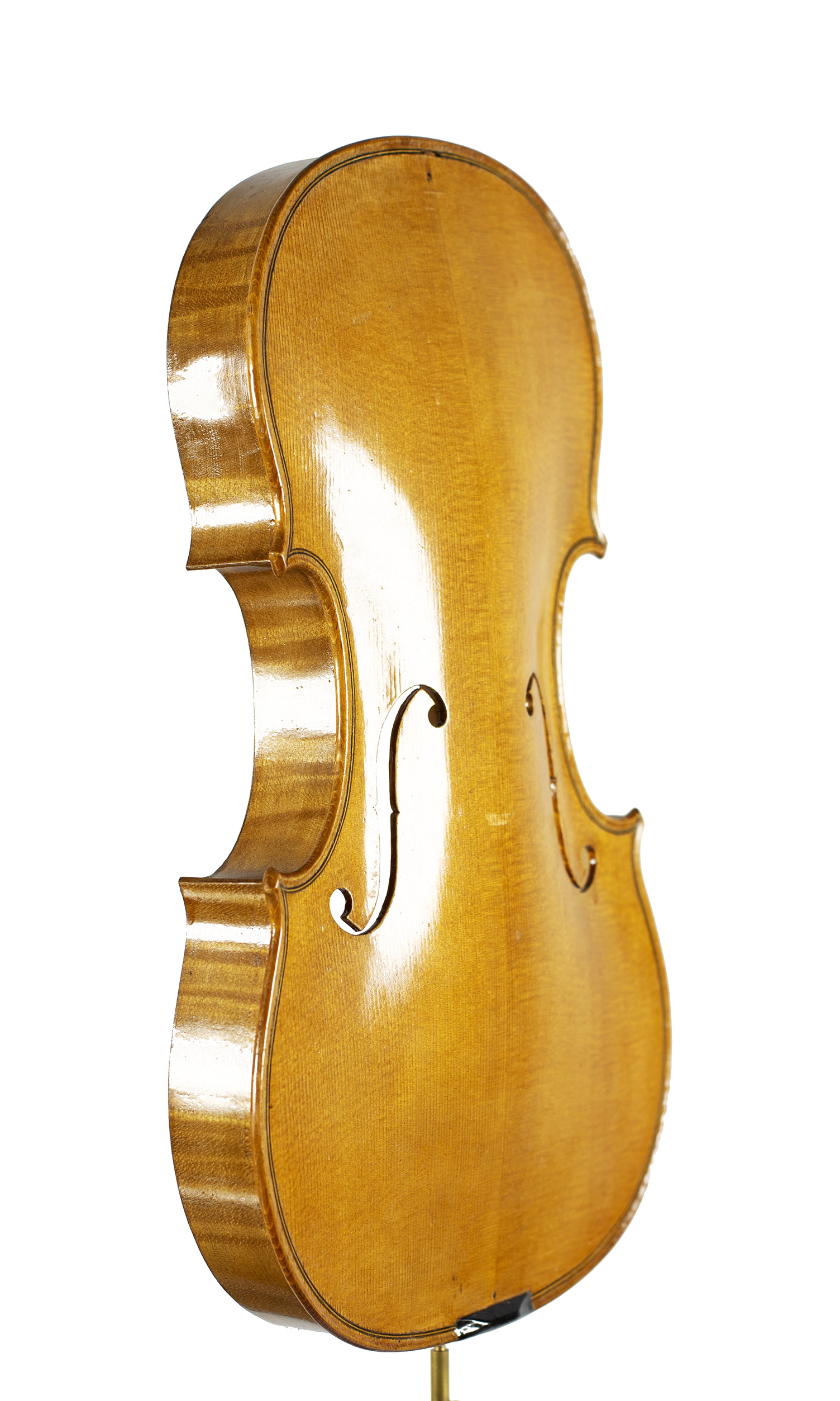 An incomplete violin by Julian Emery — angled view, 50°