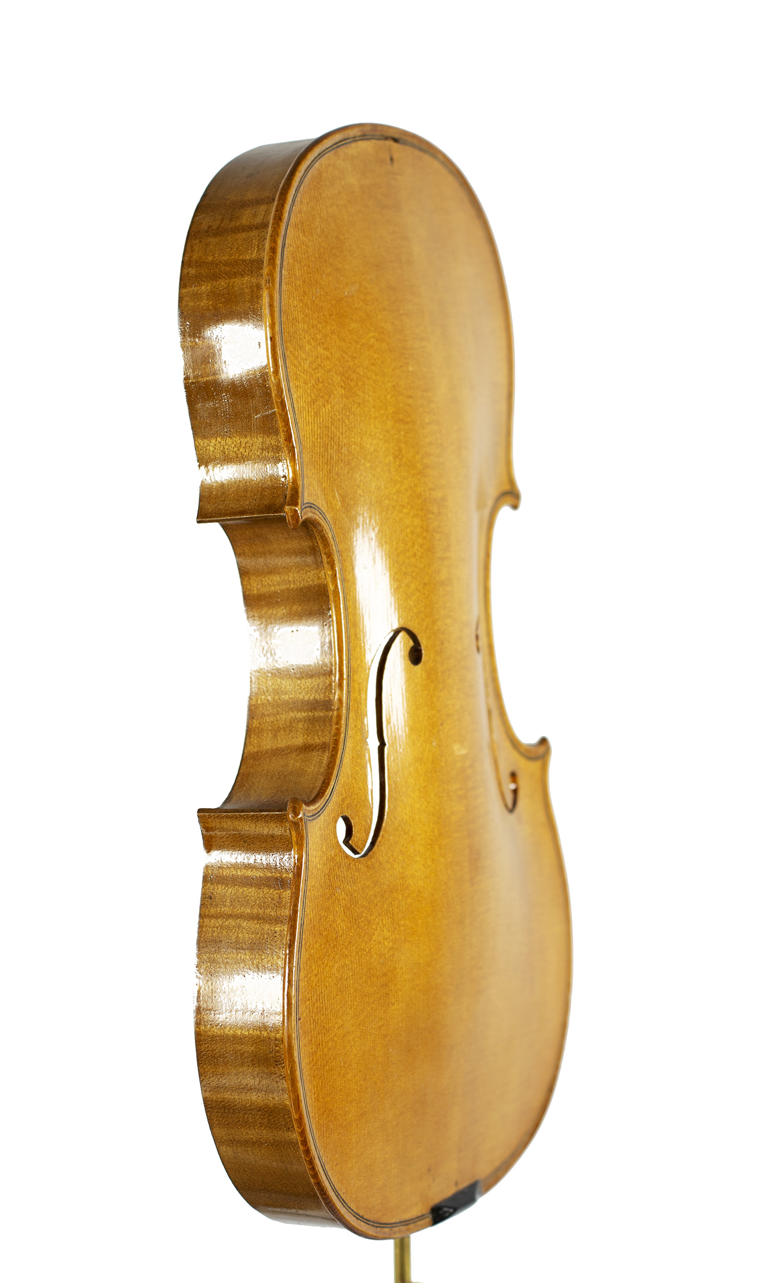 An incomplete violin by Julian Emery — angled view, 60°