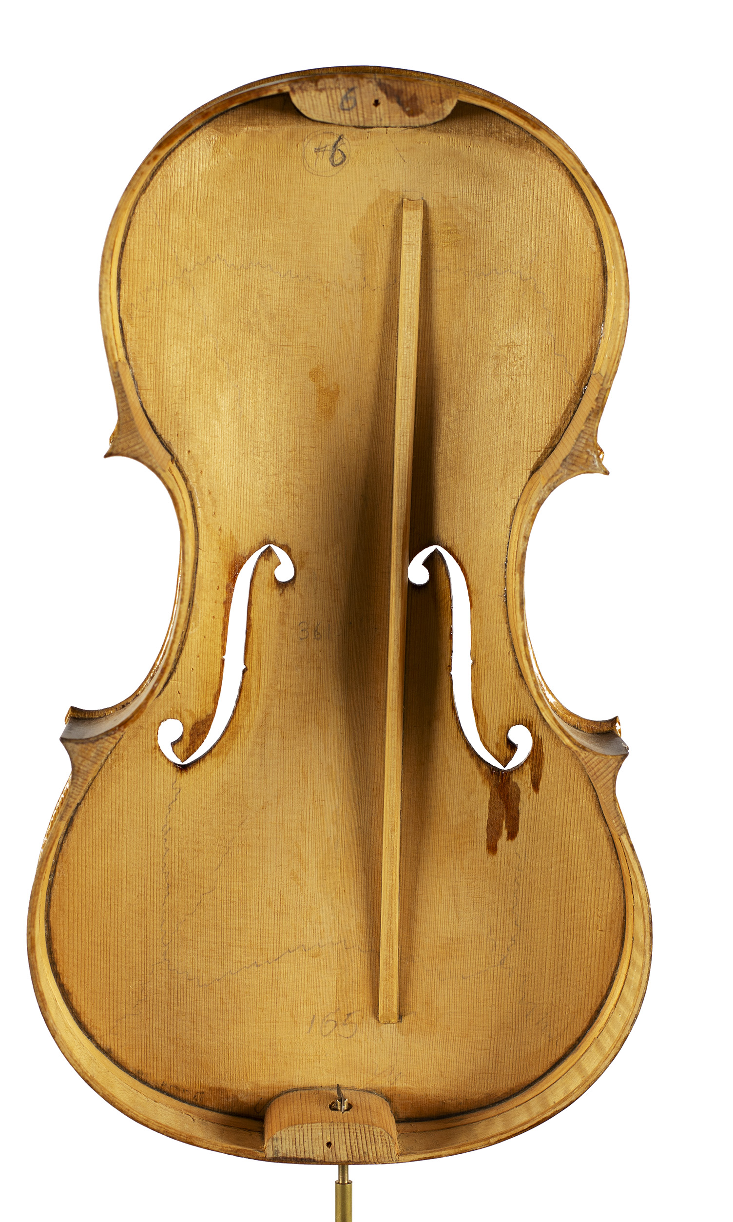 An incomplete violin by Julian Emery — back