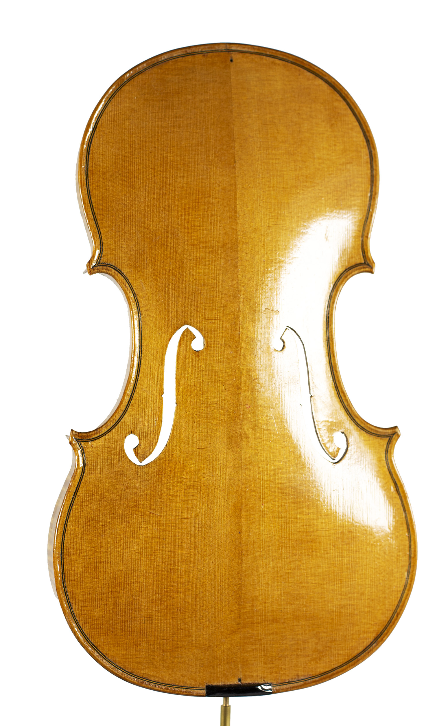An incomplete violin by Julian Emery — angled view, 10°