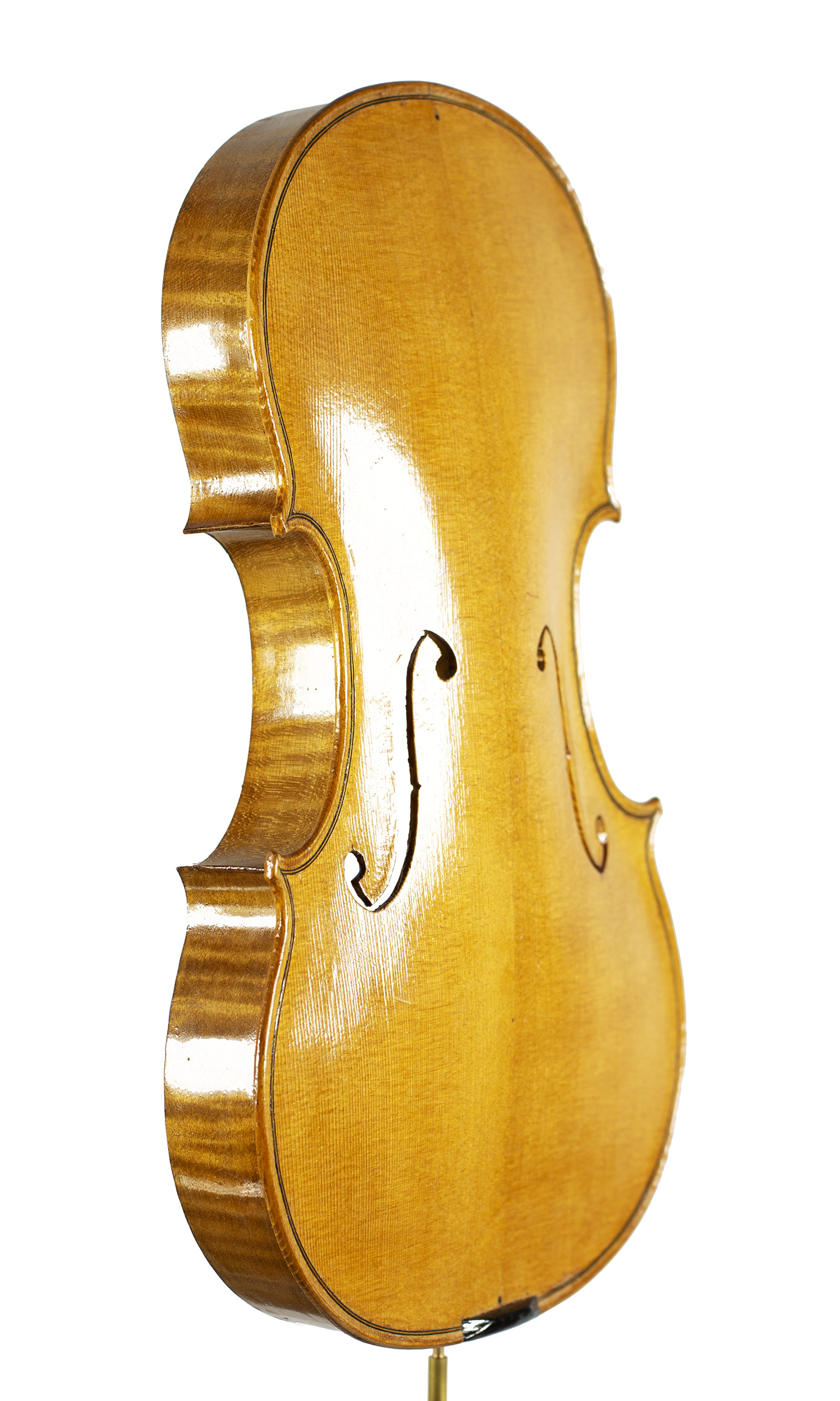An incomplete violin by Julian Emery — angled view, 50°