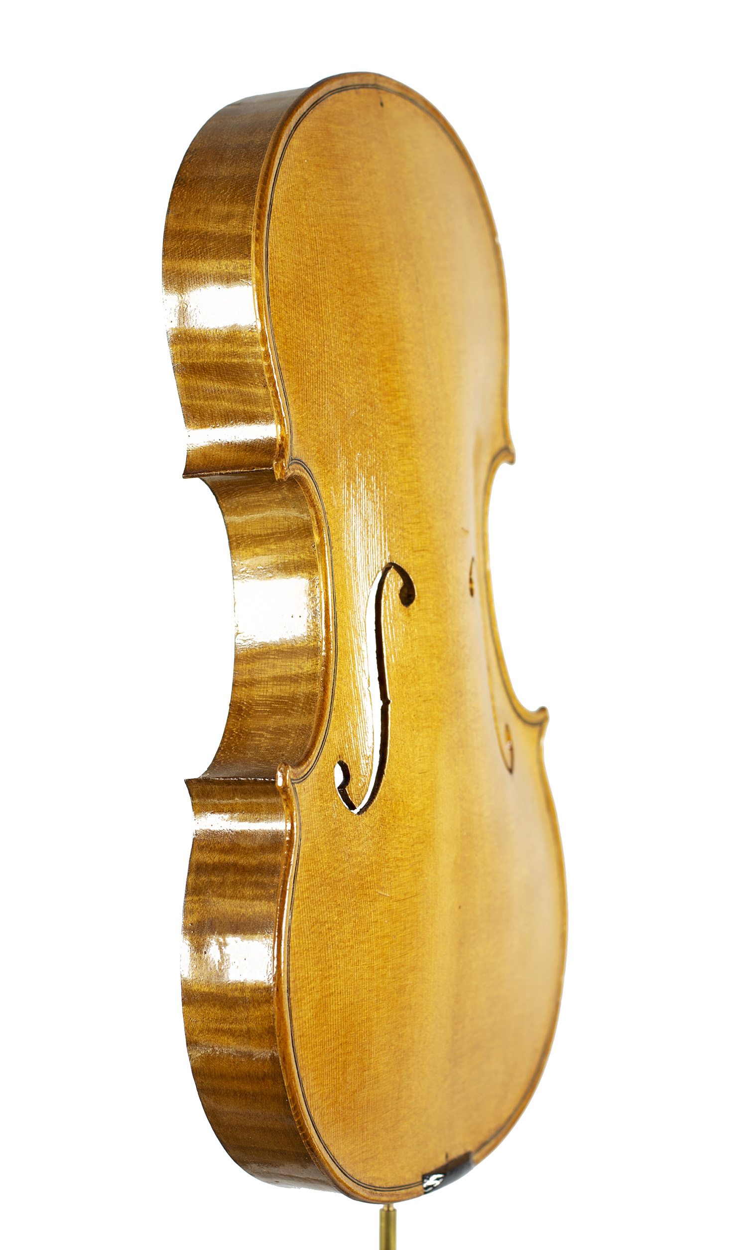 An incomplete violin by Julian Emery — angled view, 60°