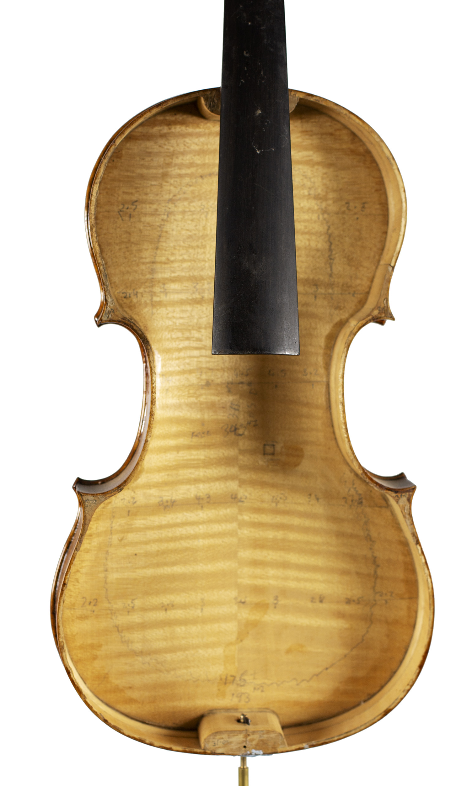 An incomplete violin by Julian Emery — angled view, 10°