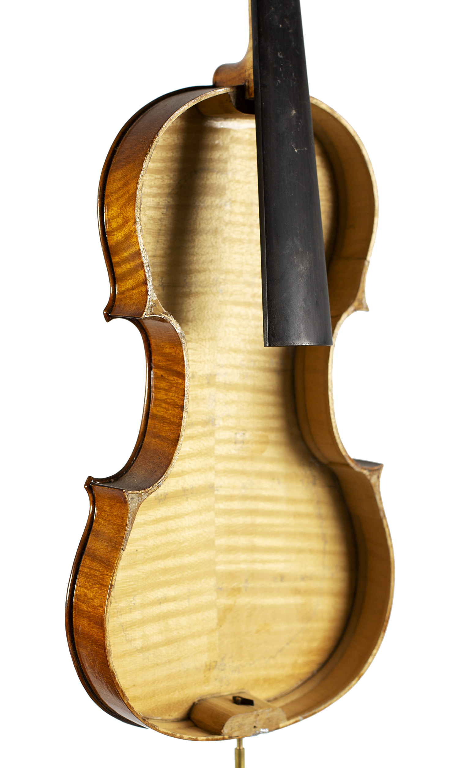 An incomplete violin by Julian Emery — angled view, 40°
