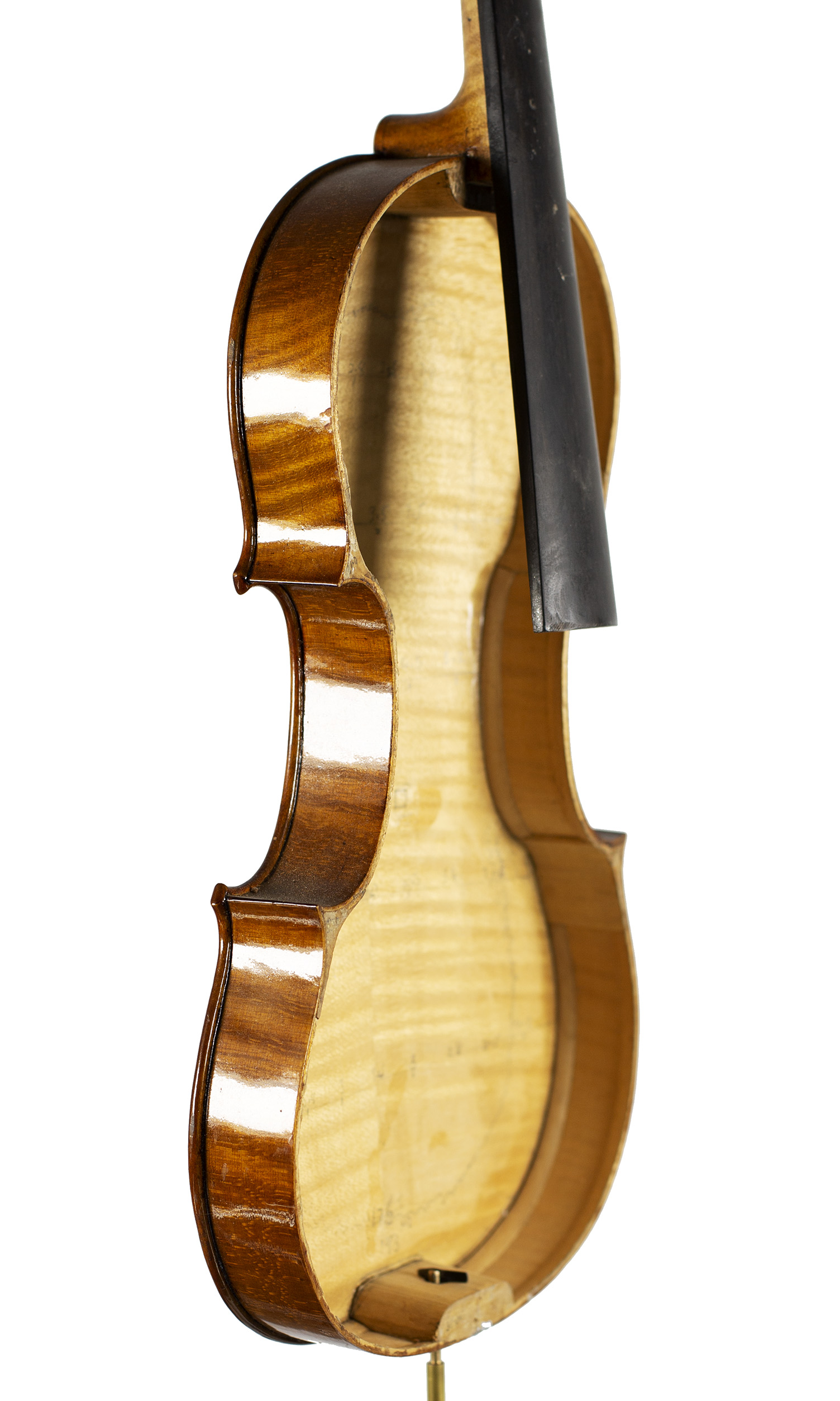 An incomplete violin by Julian Emery — angled view, 60°