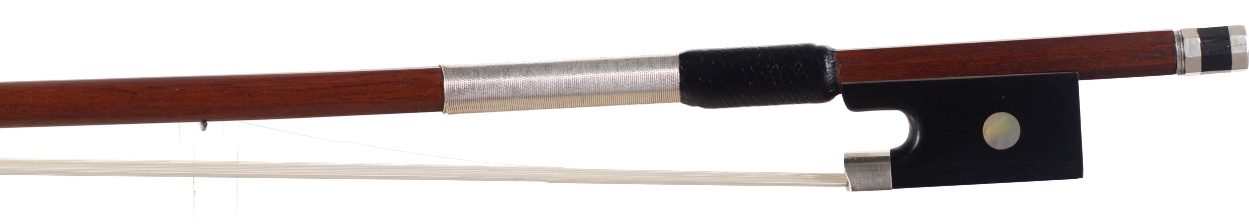 A silver-mounted violin bow by Roger-François Lotte, Mirecourt, circa 1970 — frog