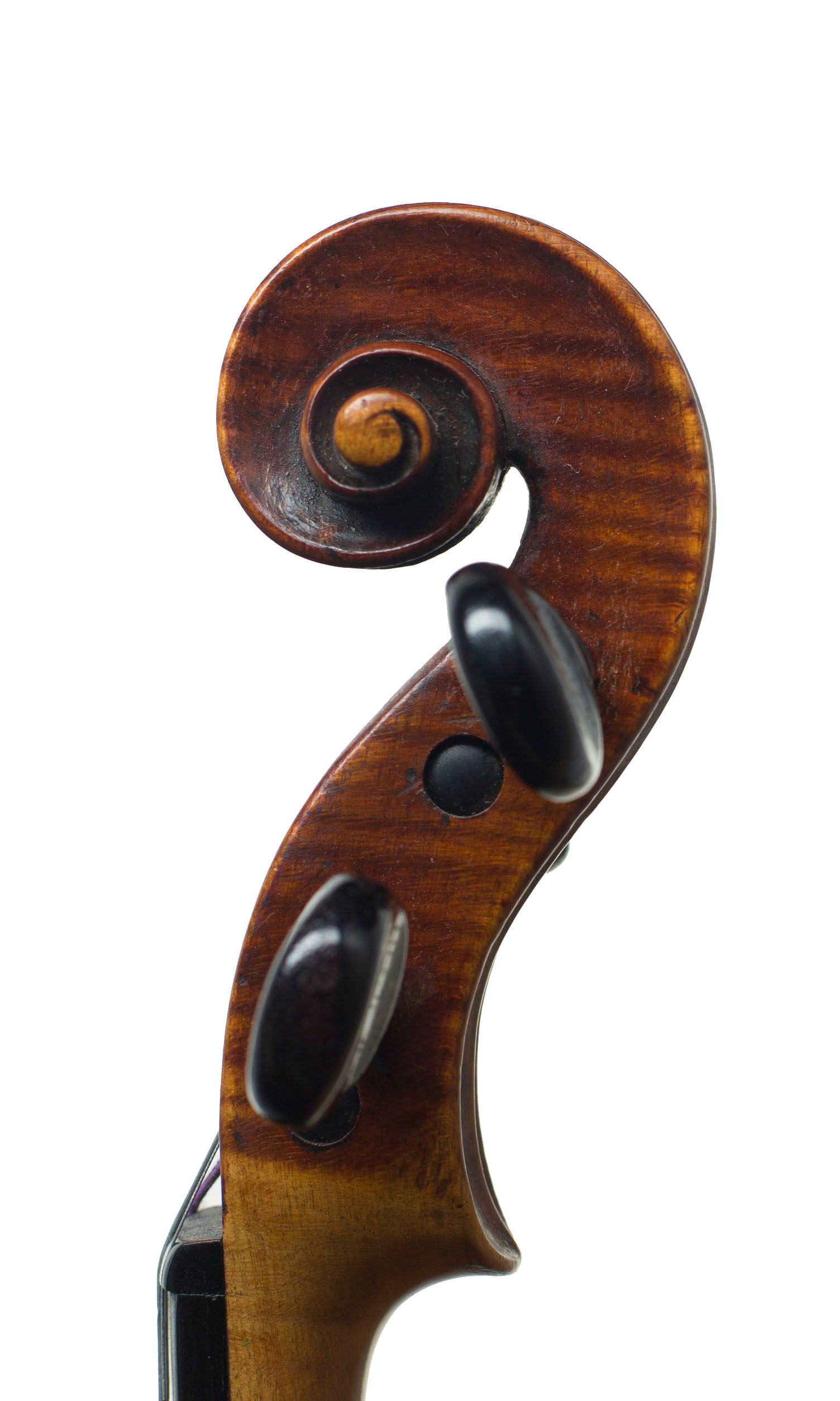 Violin, Workshop of Richard Duke, London, circa 1780 — scroll
