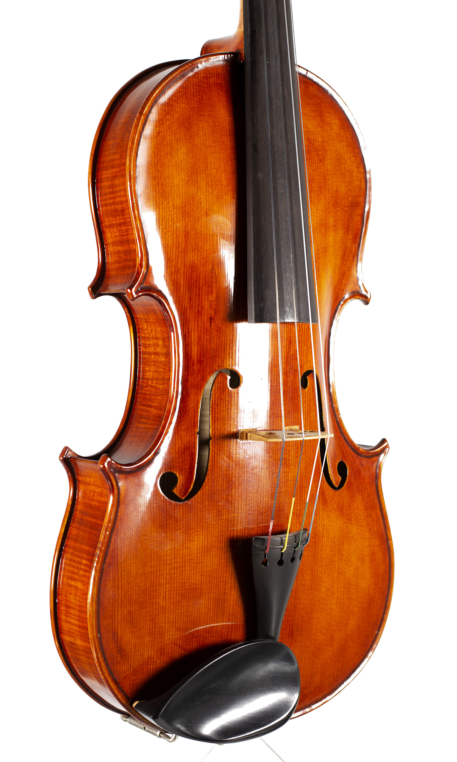A viola by Miranda Karol Green, Harwell, 1991 — angled view, 40°
