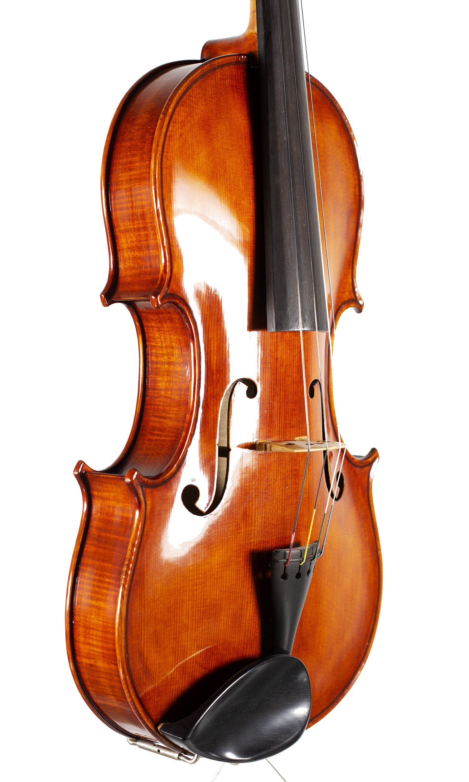 A viola by Miranda Karol Green, Harwell, 1991 — angled view, 50°