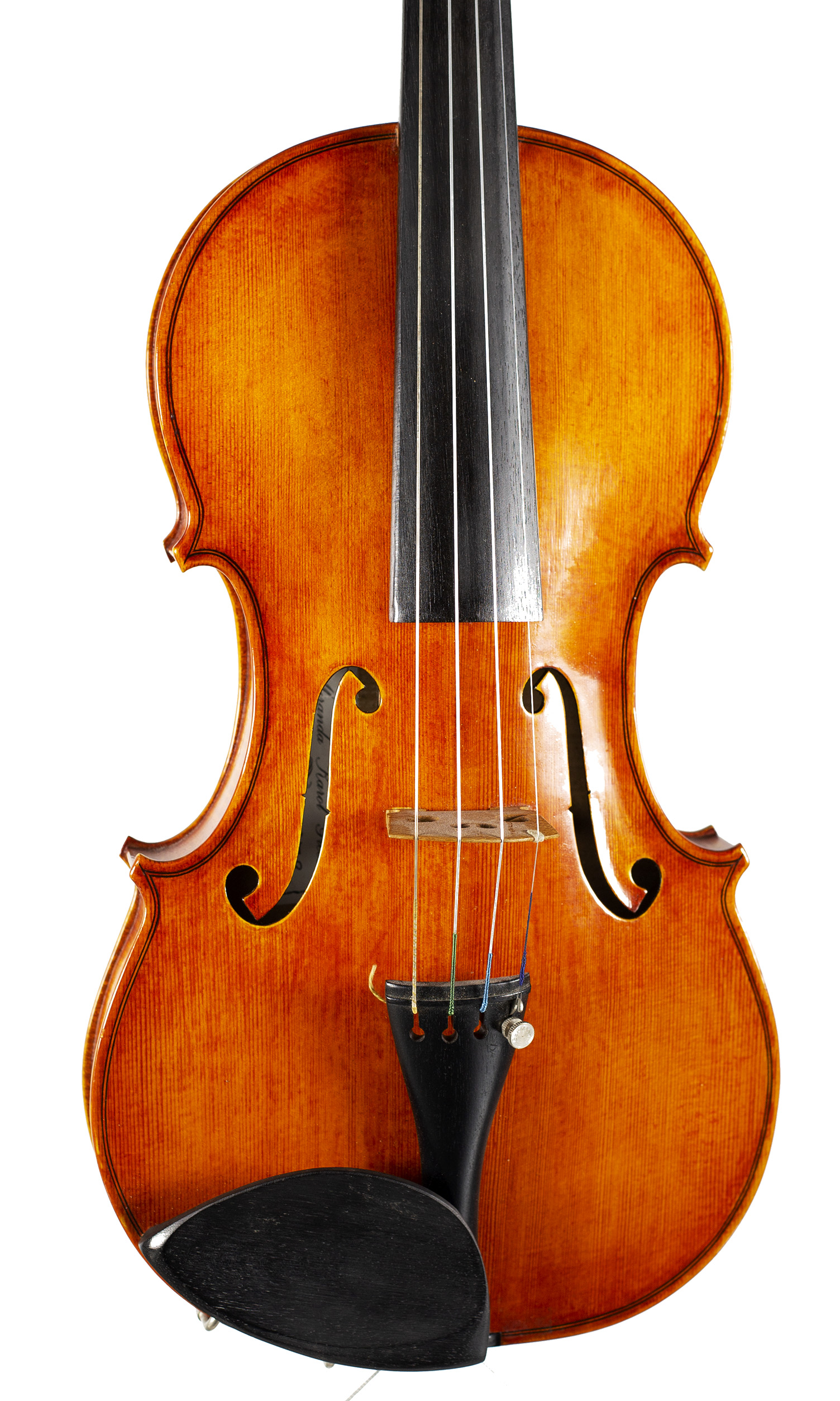 A violin by Miranda Karol Green, Senghenydd, 1978 — angled view, 10°