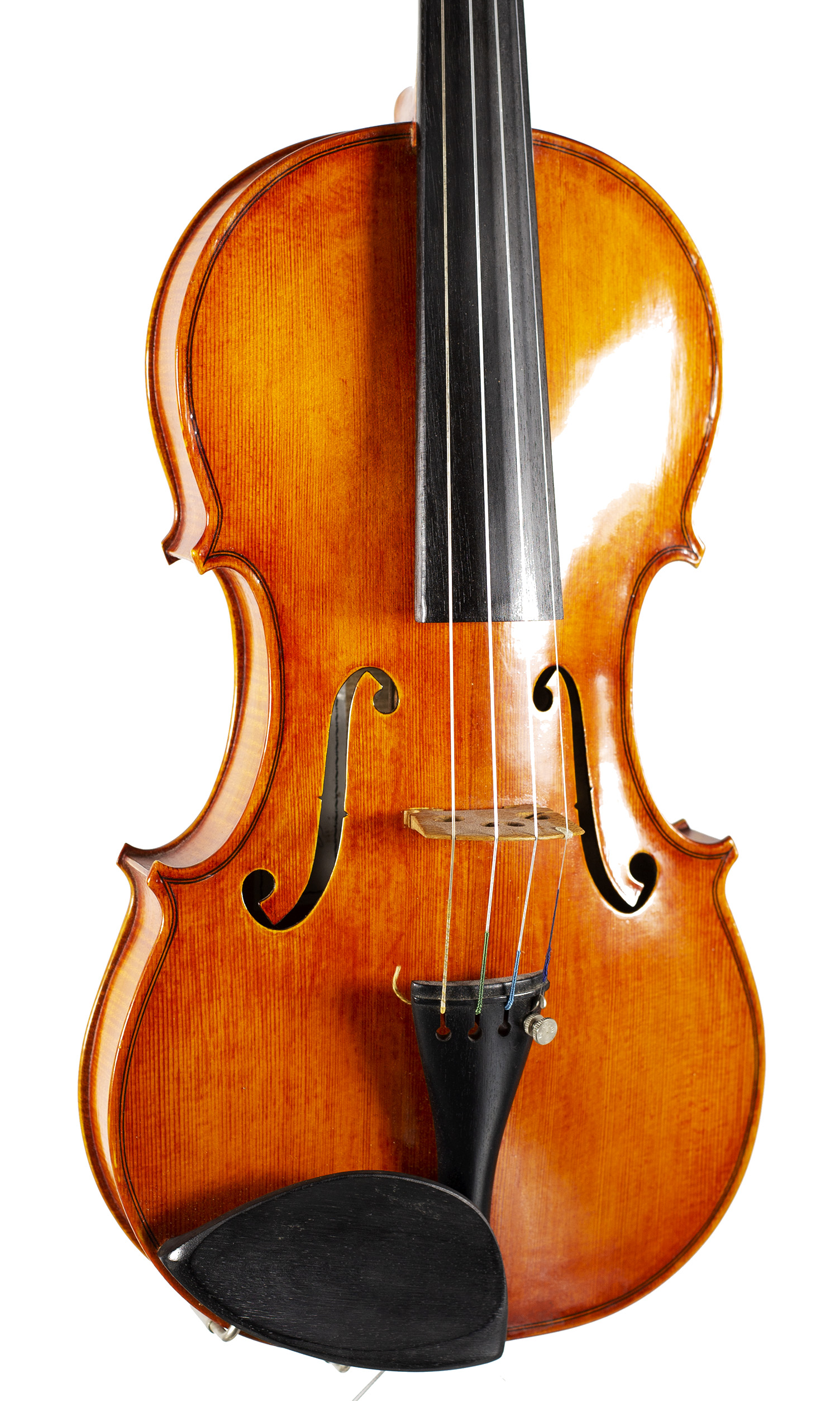 A violin by Miranda Karol Green, Senghenydd, 1978 — angled view, 20°