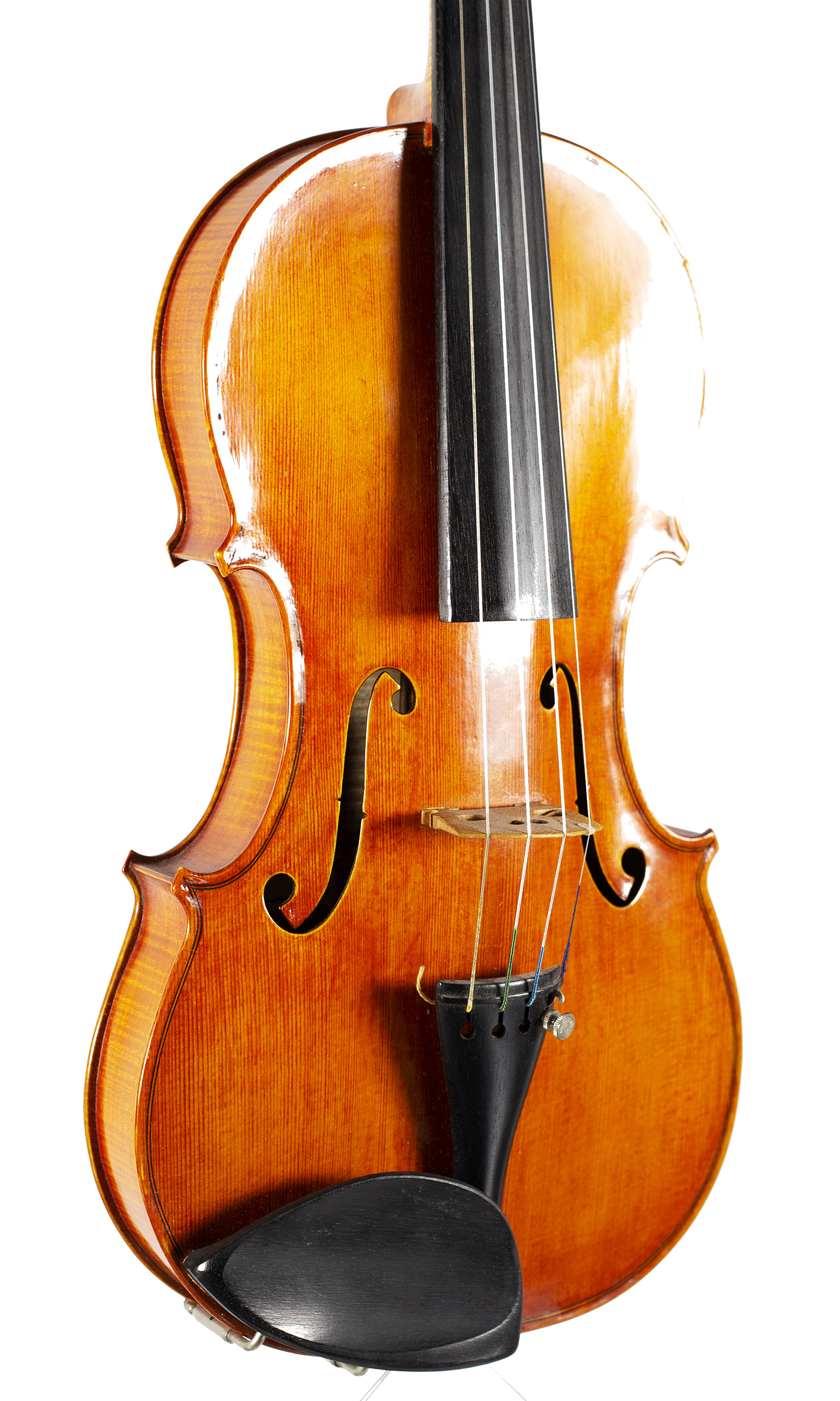 A violin by Miranda Karol Green, Senghenydd, 1978 — angled view, 30°
