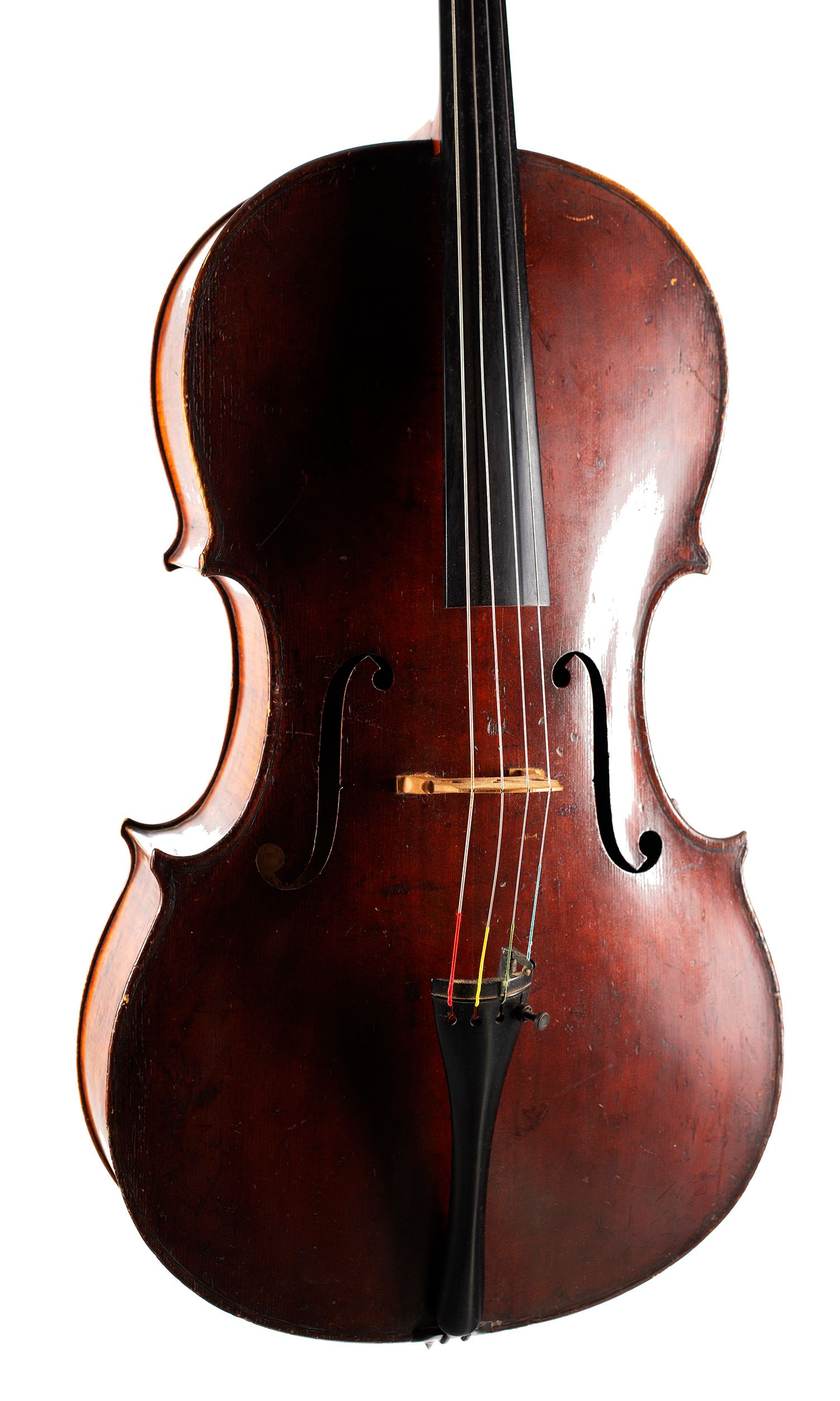 Cello by George Craske, England, circa 1850 — angled view, 20°