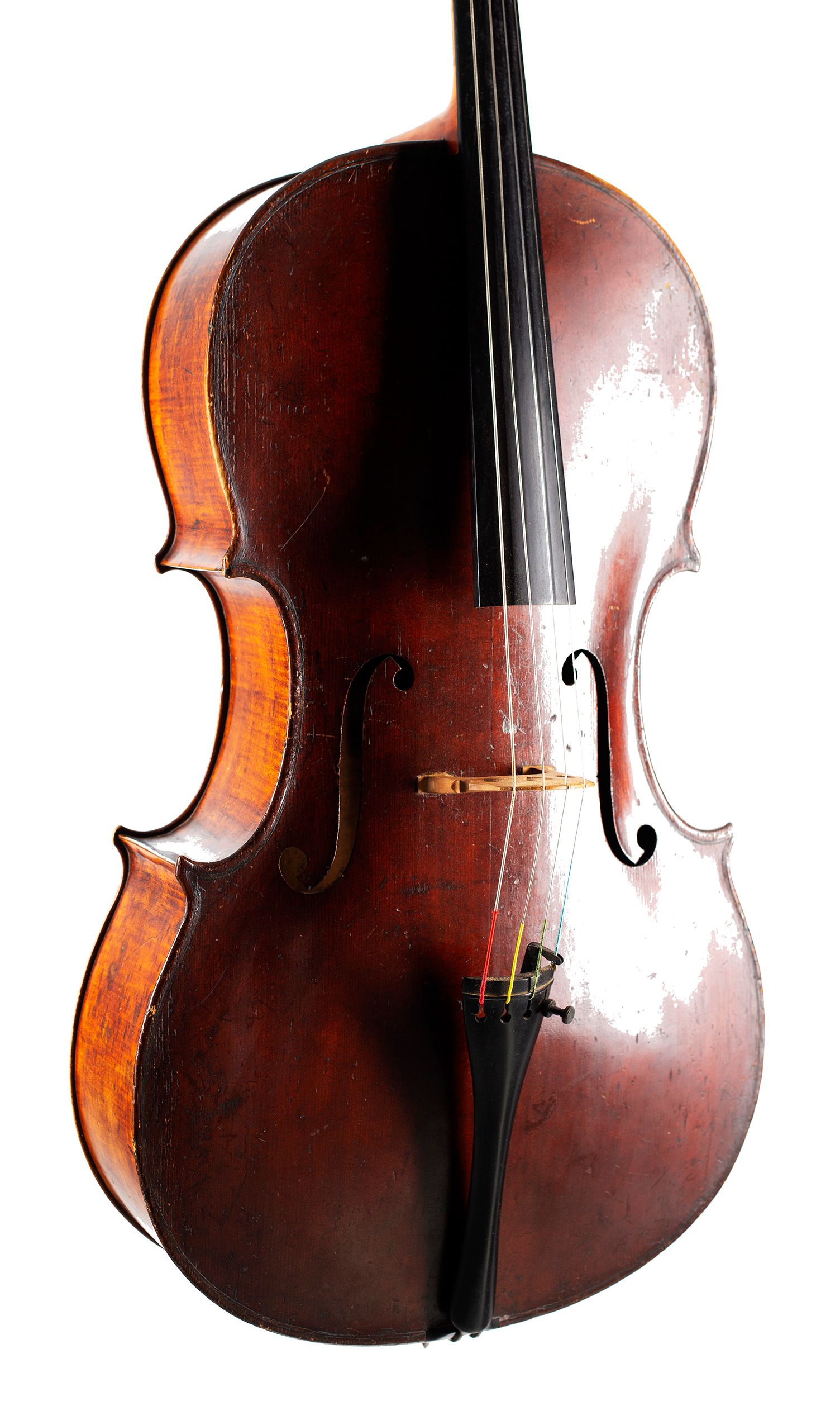 Cello by George Craske, England, circa 1850 — angled view, 30°