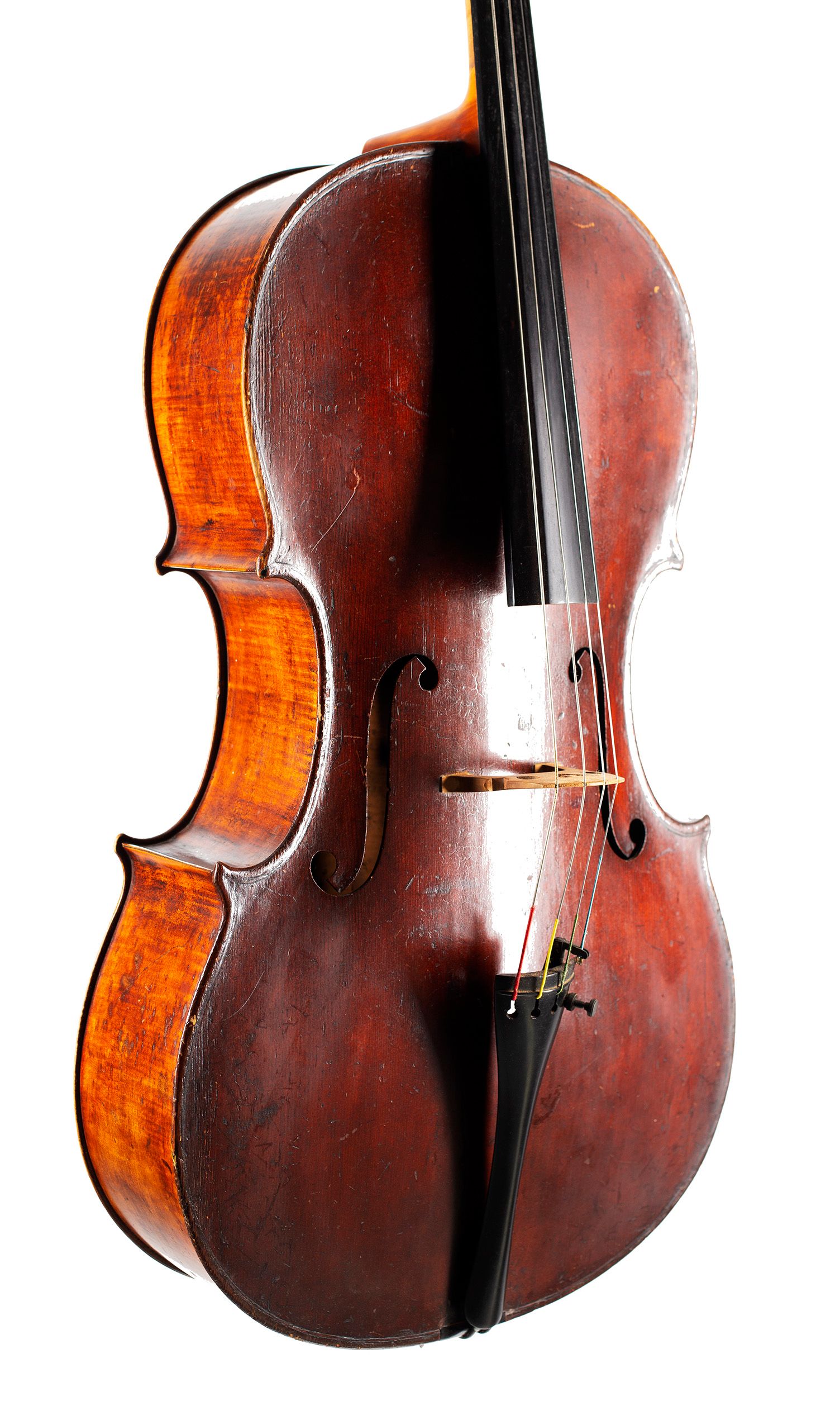 Cello by George Craske, England, circa 1850 — angled view, 40°