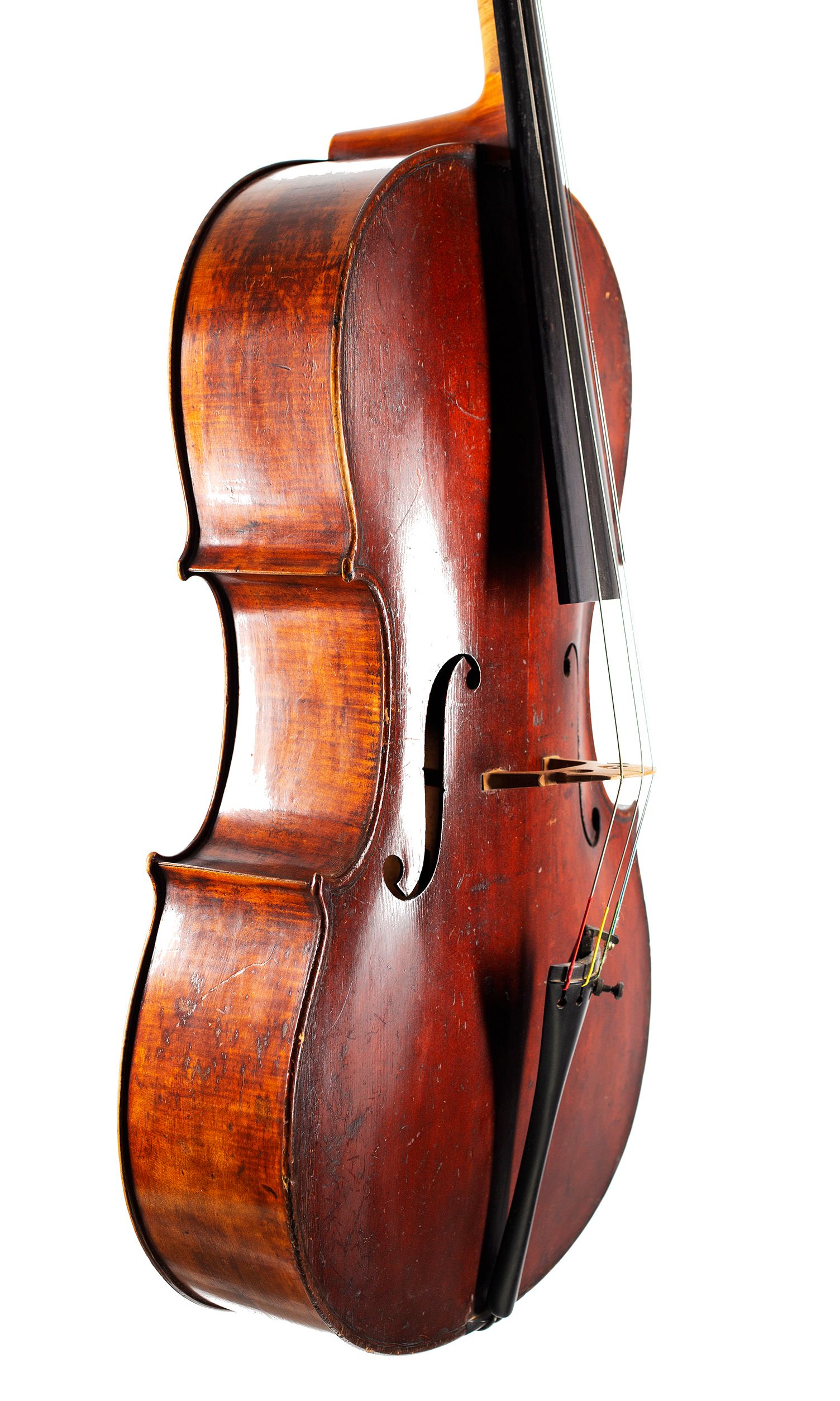 Cello by George Craske, England, circa 1850 — angled view, 60°