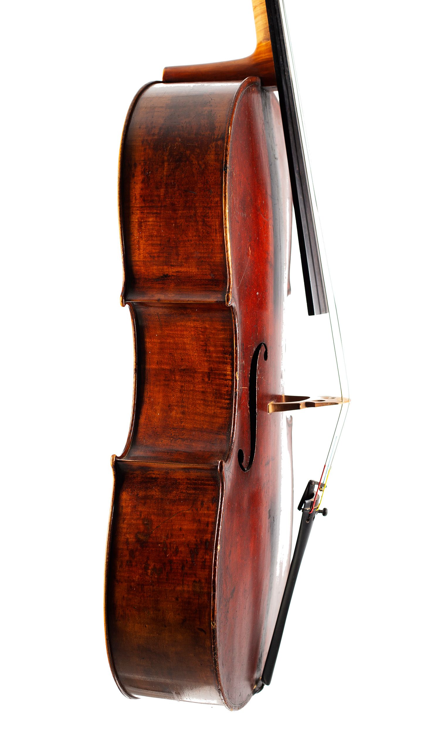 Cello by George Craske, England, circa 1850 — angled view, 80°