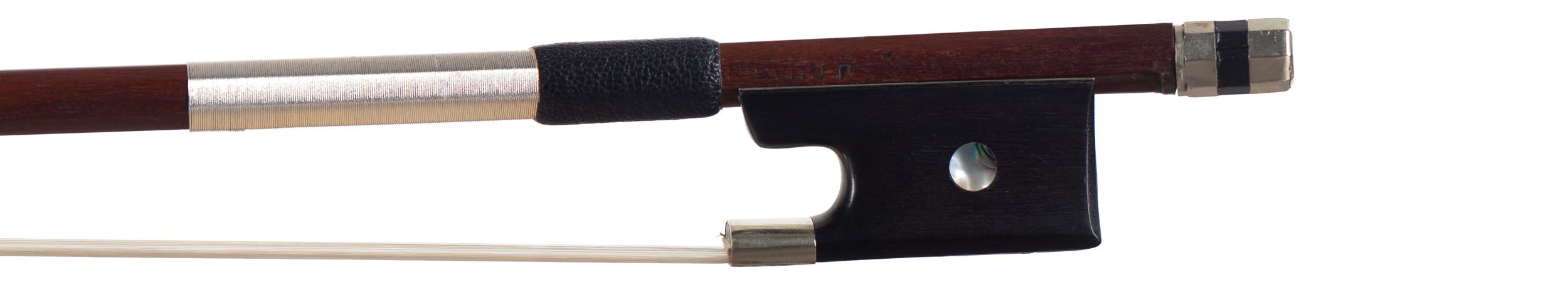 A nickel-mounted cello bow by Jean-Joseph Martin, France, 19th Century — frog