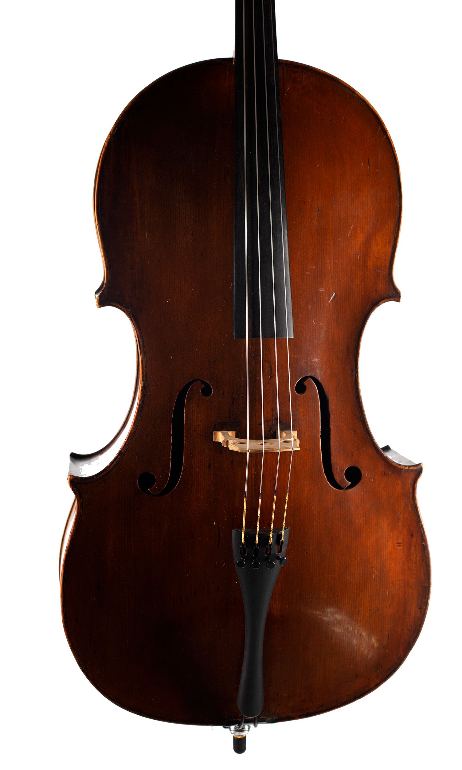 Cello by Thomas Kennedy, London, 1837 — angled view, 10°