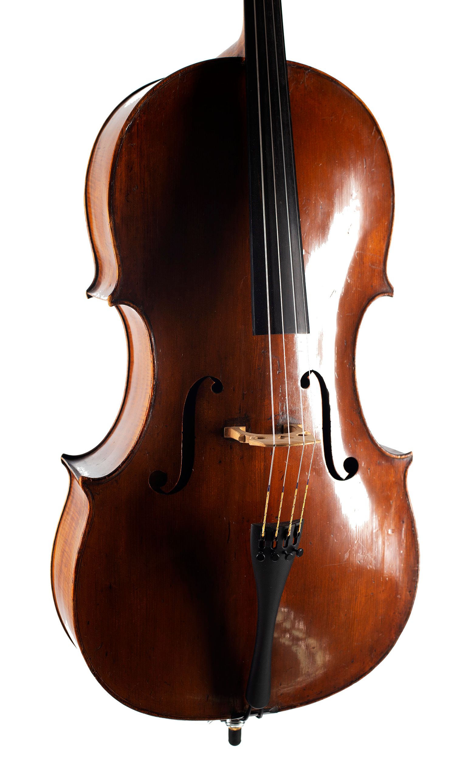 Cello by Thomas Kennedy, London, 1837 — angled view, 20°