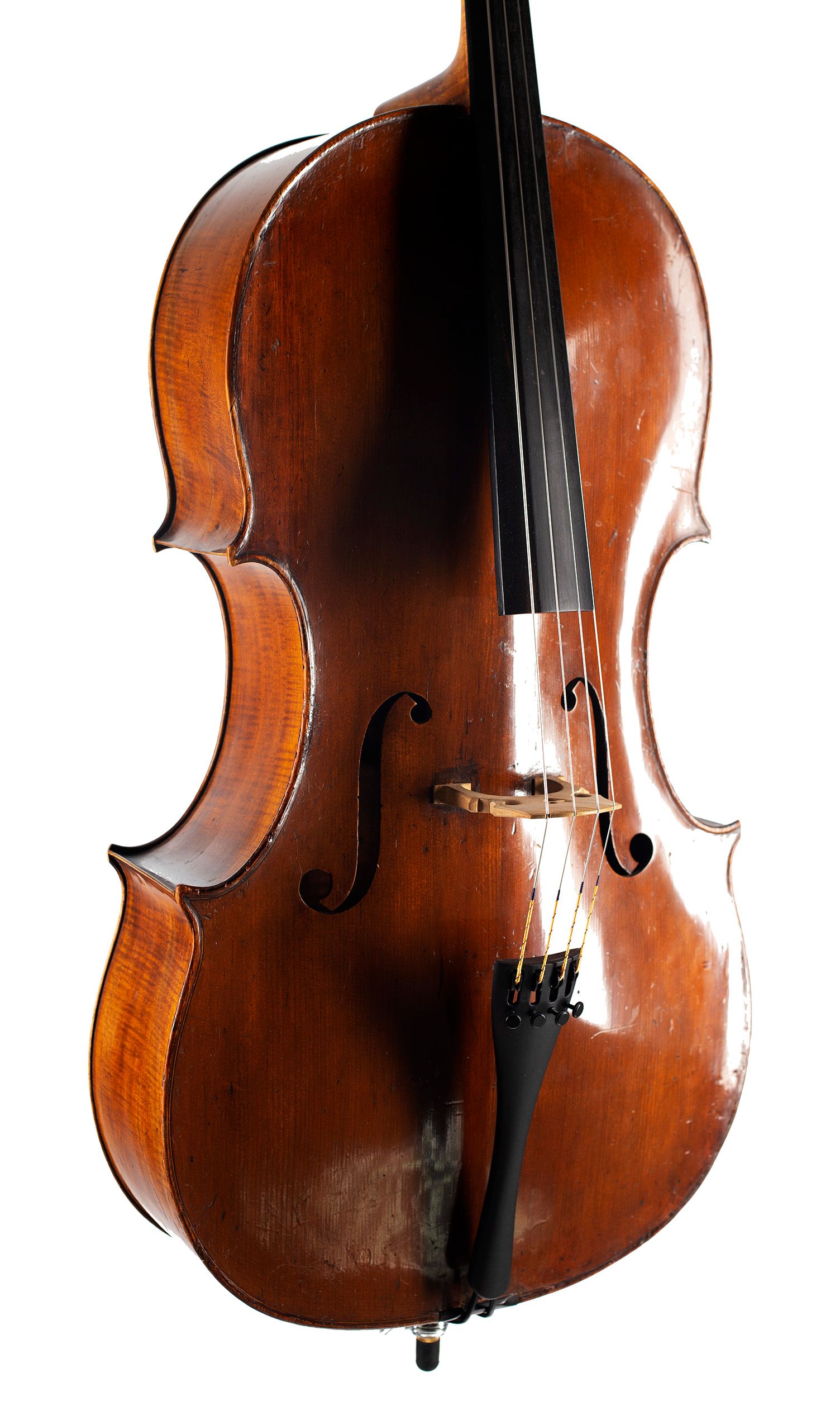 Cello by Thomas Kennedy, London, 1837 — angled view, 30°