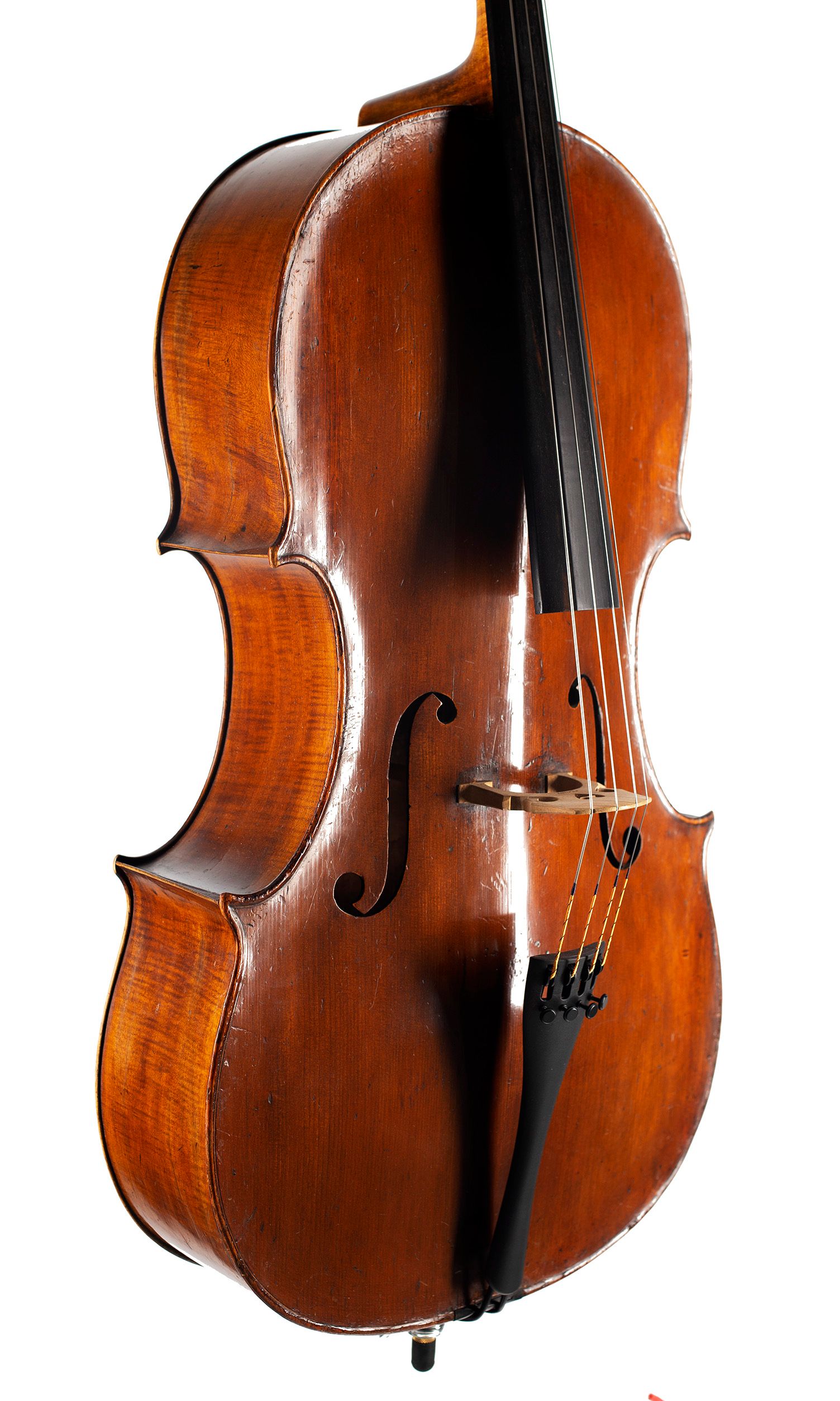 Cello by Thomas Kennedy, London, 1837 — angled view, 40°