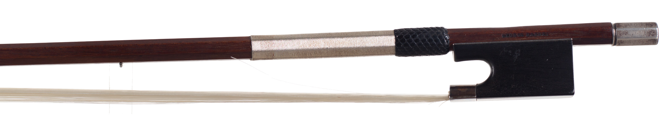 A silver-mounted violin bow by George Darbey, Bristol, circa 1910 — frog