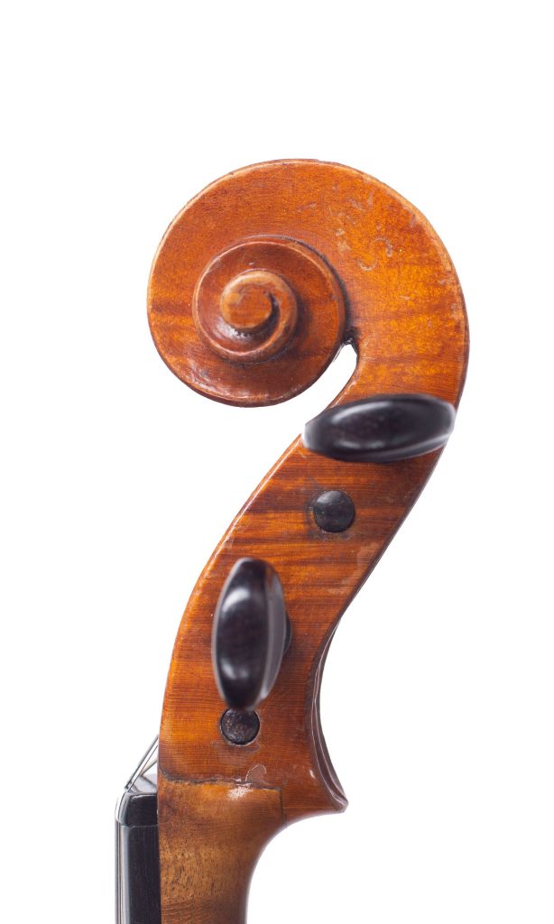 Violin by James Cole, Manchester, 1890 — scroll