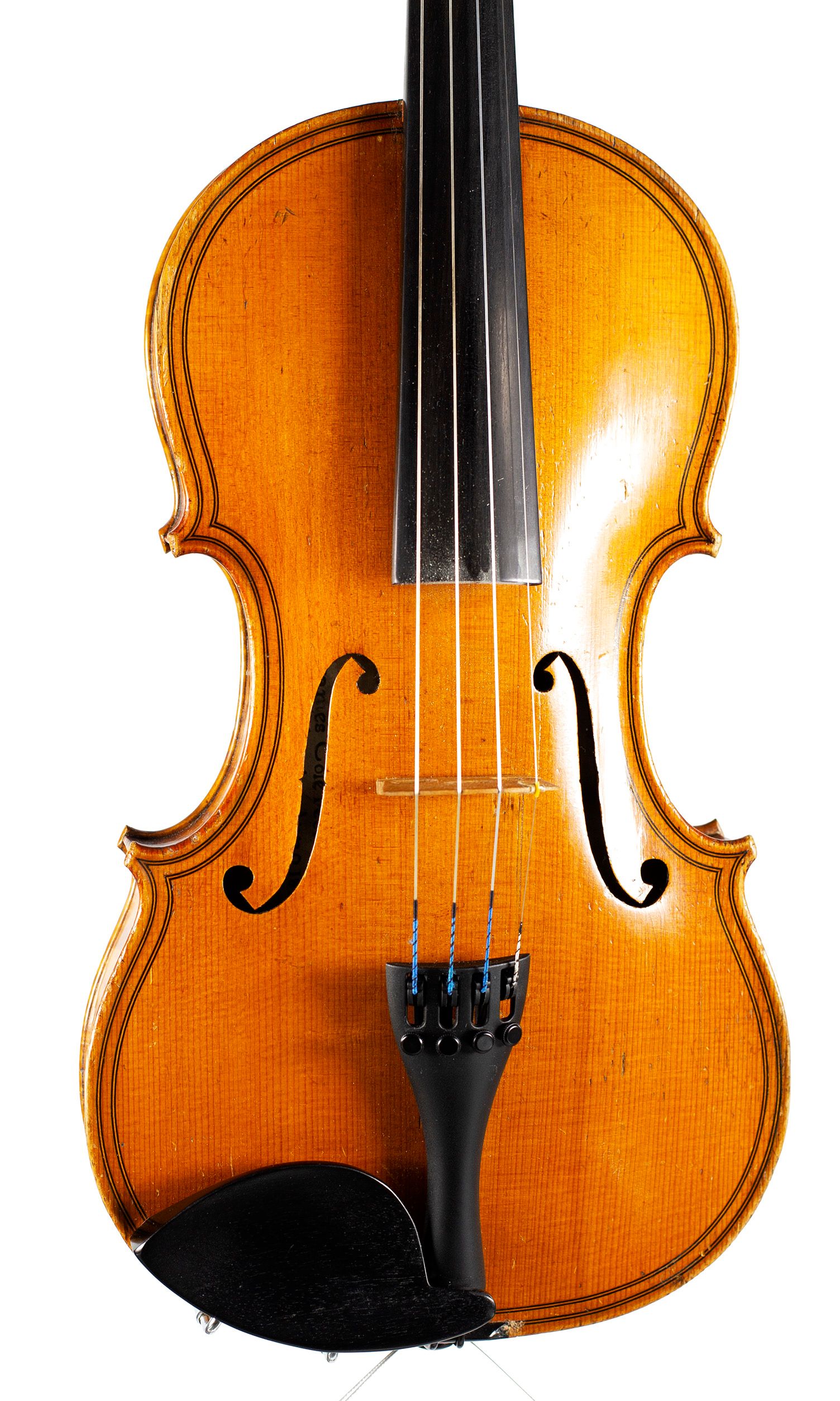 Violin by James Cole, Manchester, 1890 — angled view, 10°