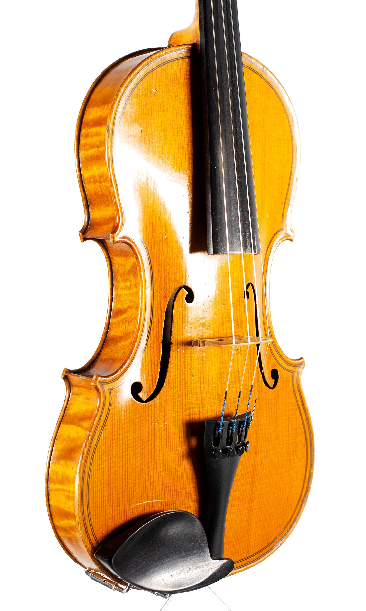Violin by James Cole, Manchester, 1890 — angled view, 40°